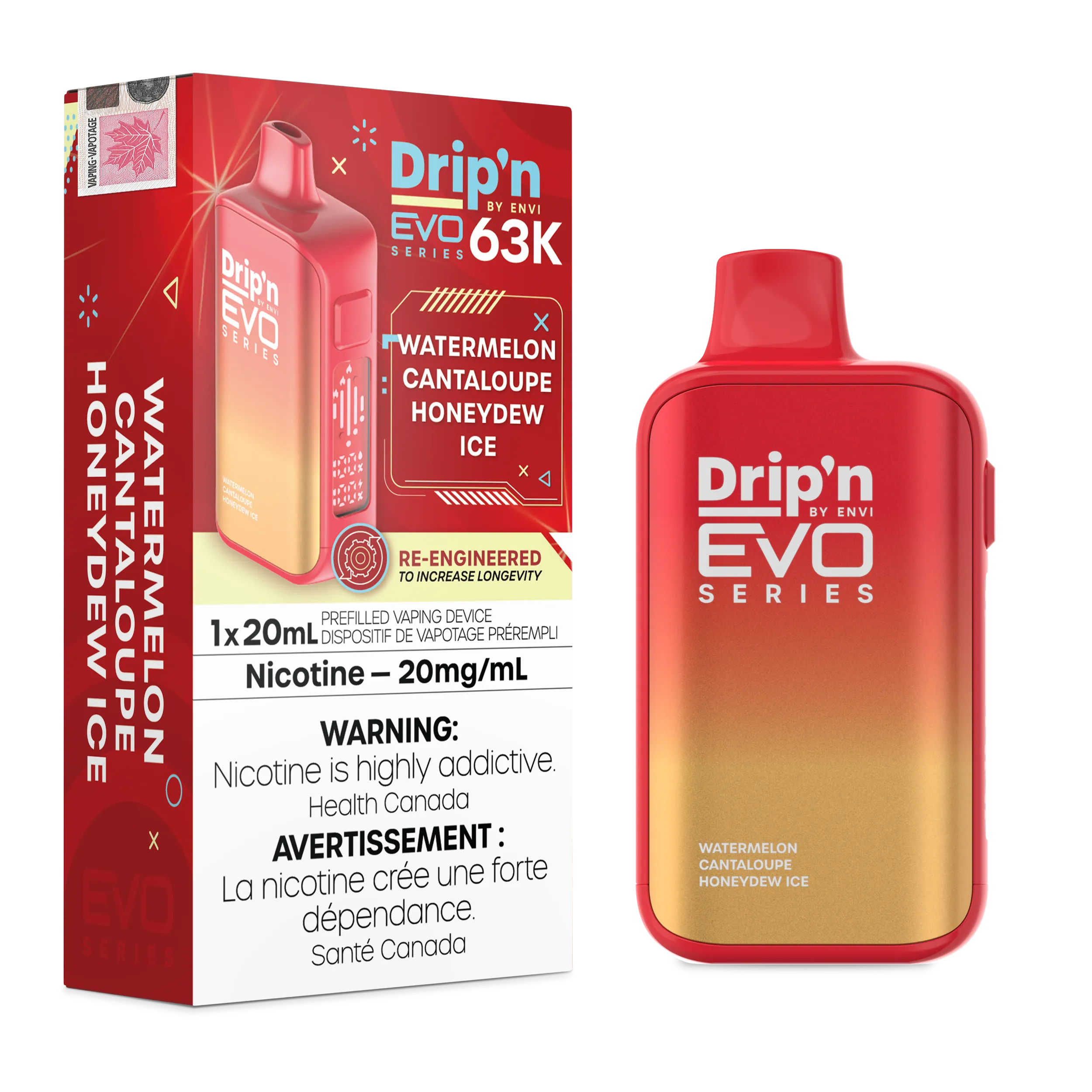Watermelon Cantaloupe Honeydew Ice Drip'n by Envi EVO 63K - Disposable Vape