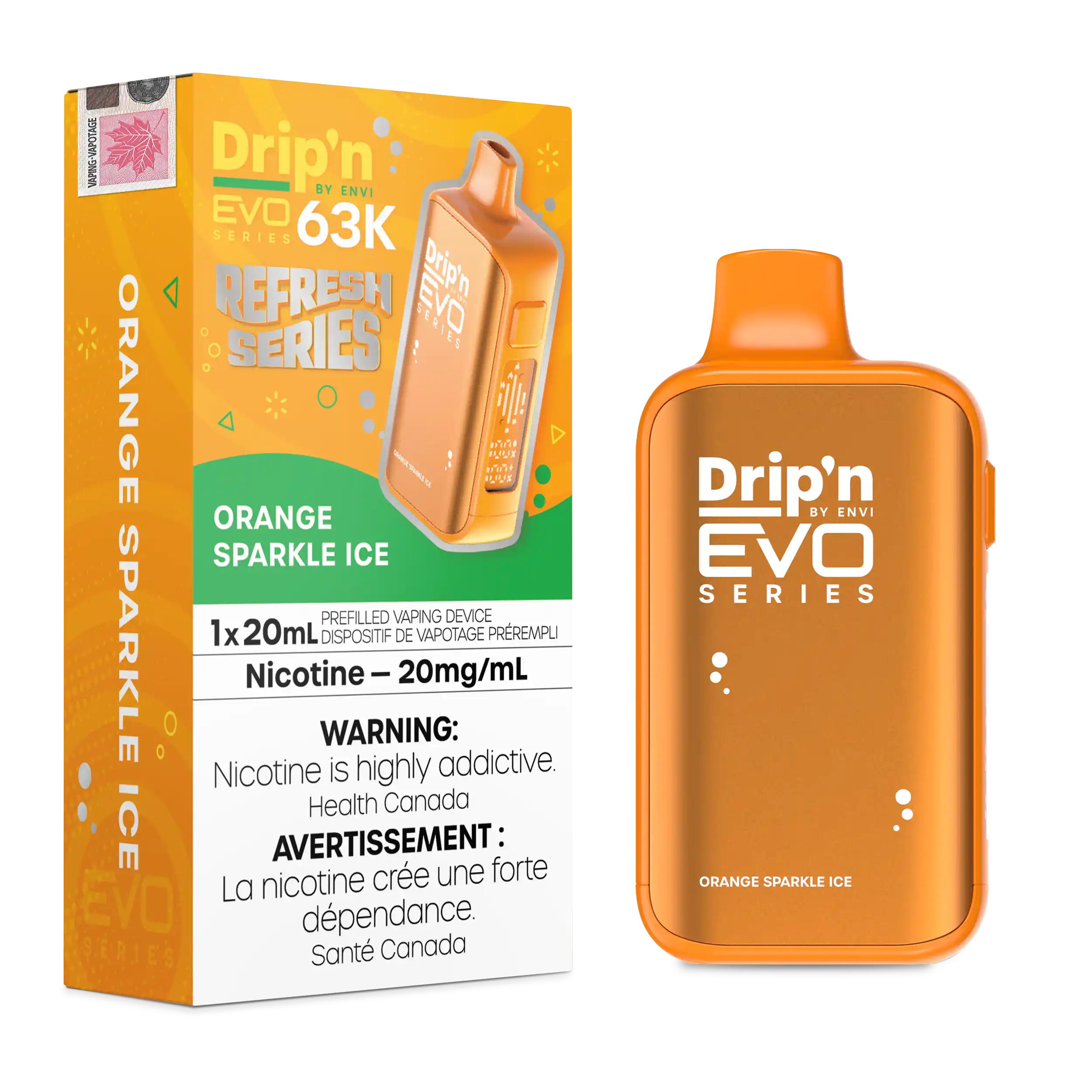 Orange Sparkle Ice Drip'n by Envi EVO 63K - Disposable Vape - view 2