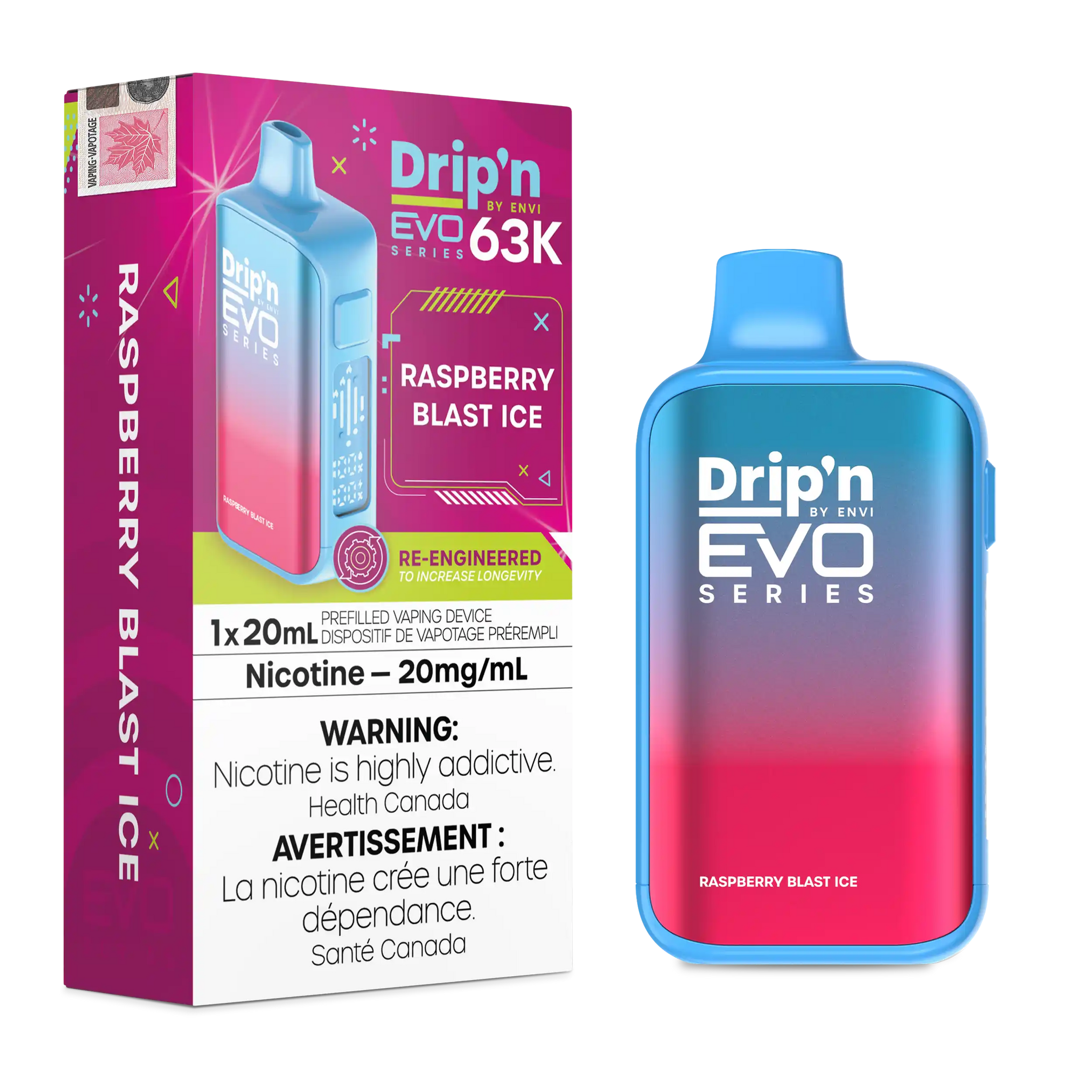 Raspberry Blast Ice Drip'n by Envi EVO 63K - Disposable Vape