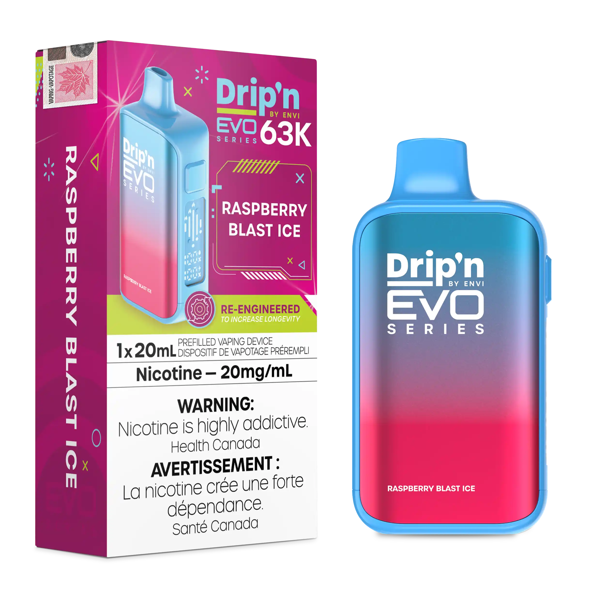 Raspberry Blast Ice Drip'n by Envi EVO 63K - Disposable Vape - view 2