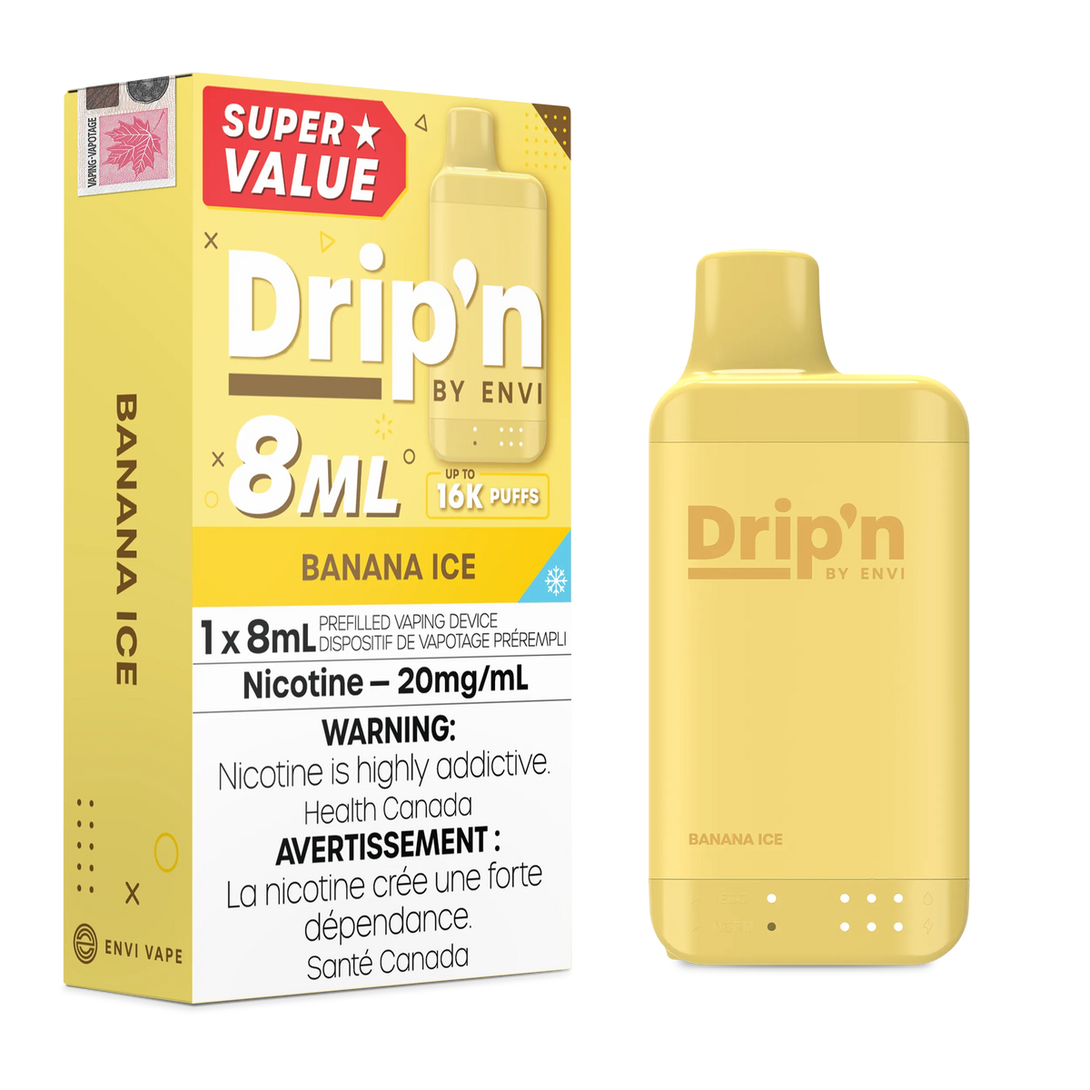 Banana Ice Drip'n by Envi 8ml - Disposable 16K by DRIP'N