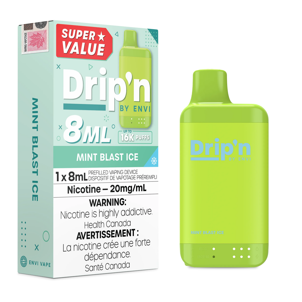 Mint Blast Ice Drip'n by Envi 8ml - Disposable 16K by DRIP'N