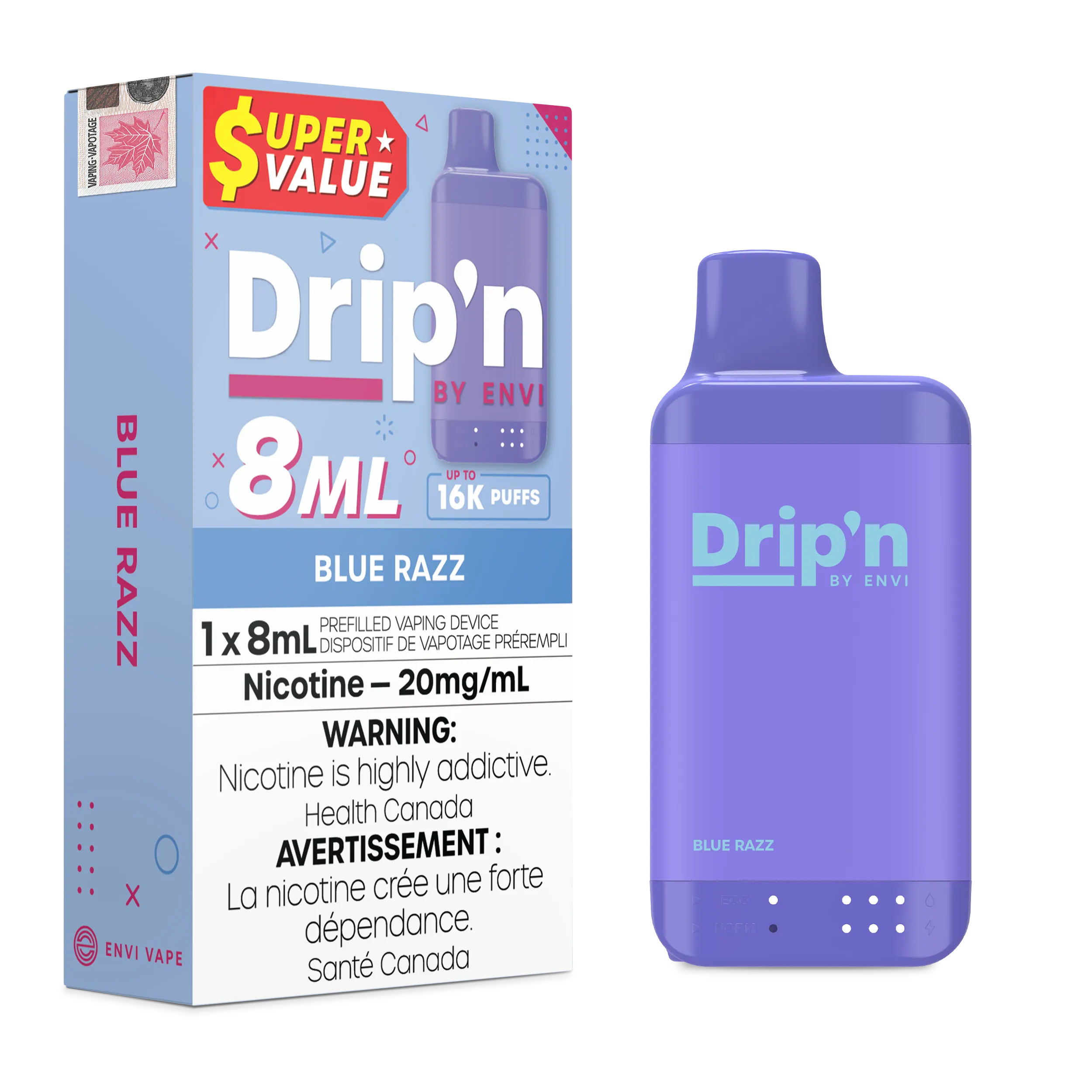 Blue Razz Drip'n by Envi 8ml - Disposable 16K by DRIP'N