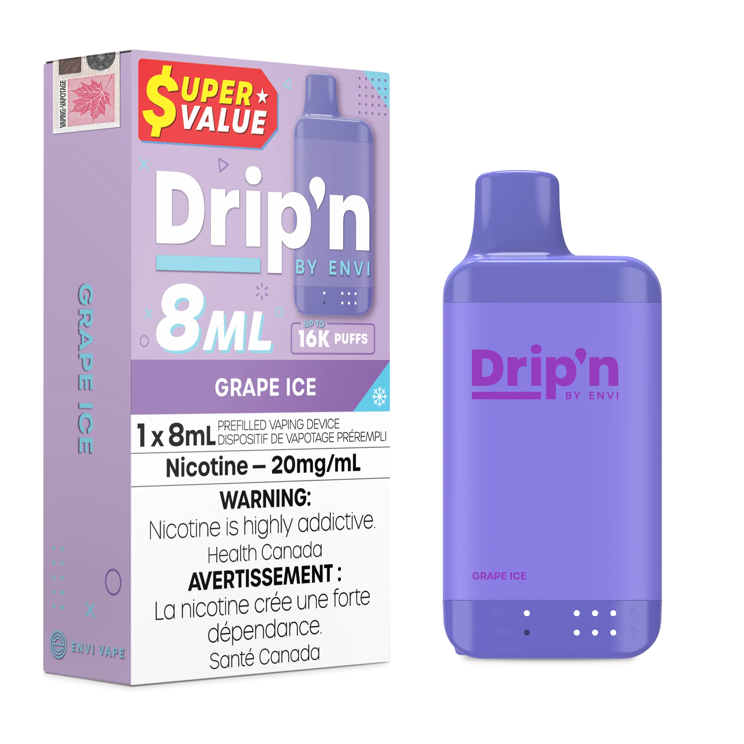 Grape Ice Drip'n by Envi 8ml - Disposable 16K