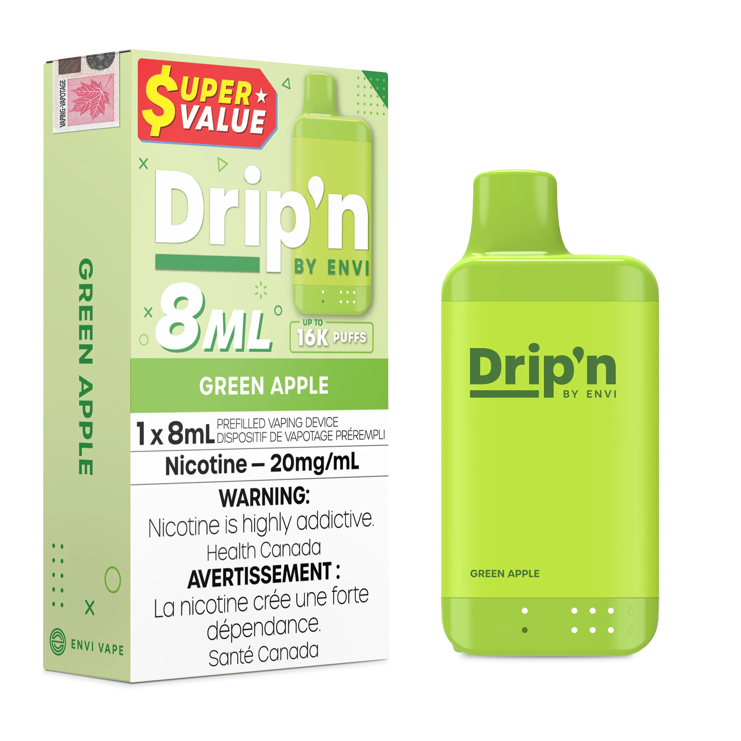 Green Apple Drip'n by Envi 8ml - Disposable 16K
