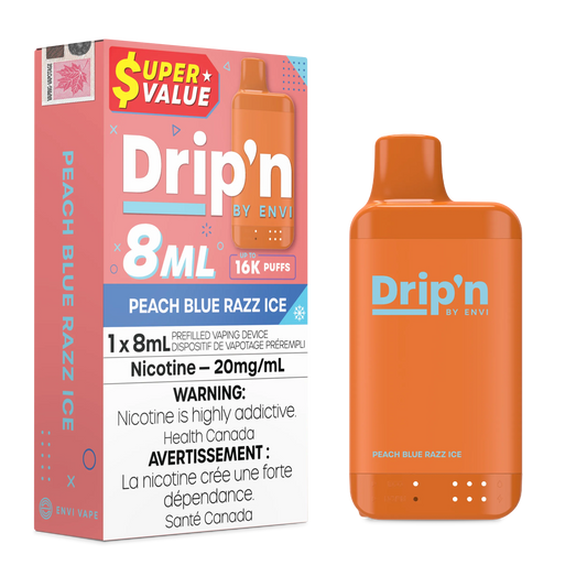 Peach Blue Razz Ice Drip'n by Envi 8ml - Disposable 16K by DRIP'N