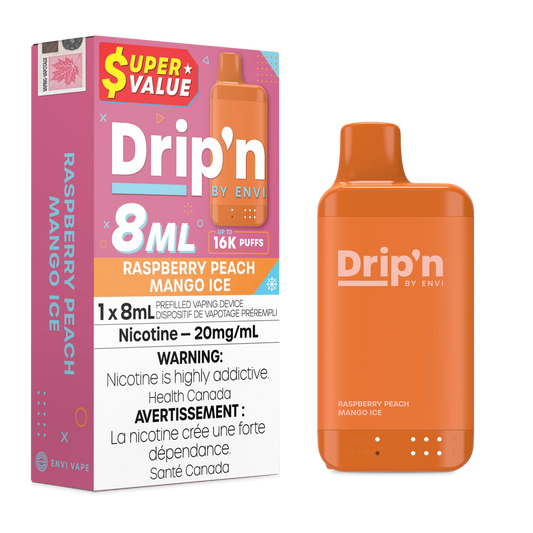 Raspberry Peach Mango Ice Drip'n by Envi 8ml - Disposable 16K by DRIP'N