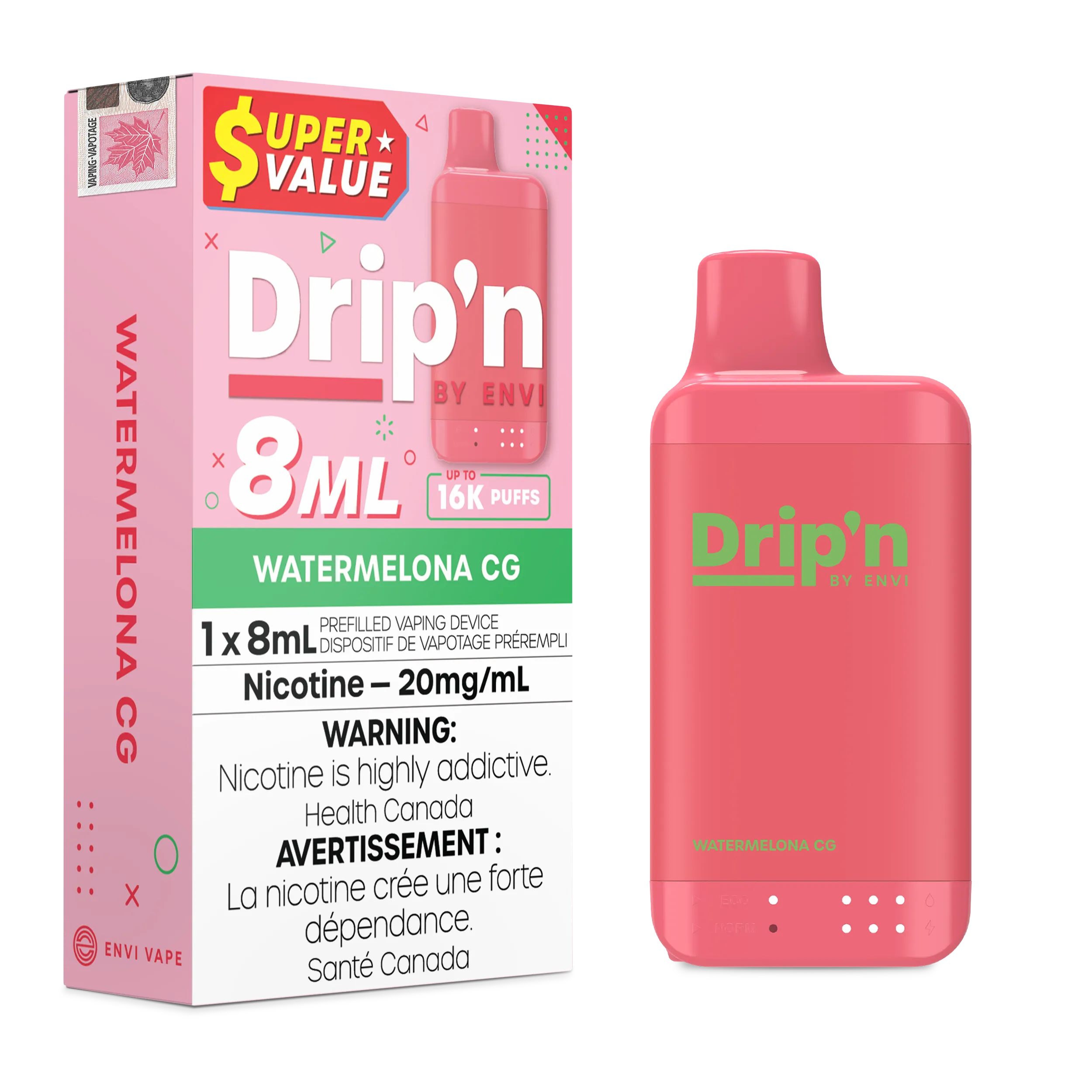 Watermelon CG Drip'n by Envi 8ml - Disposable 16K