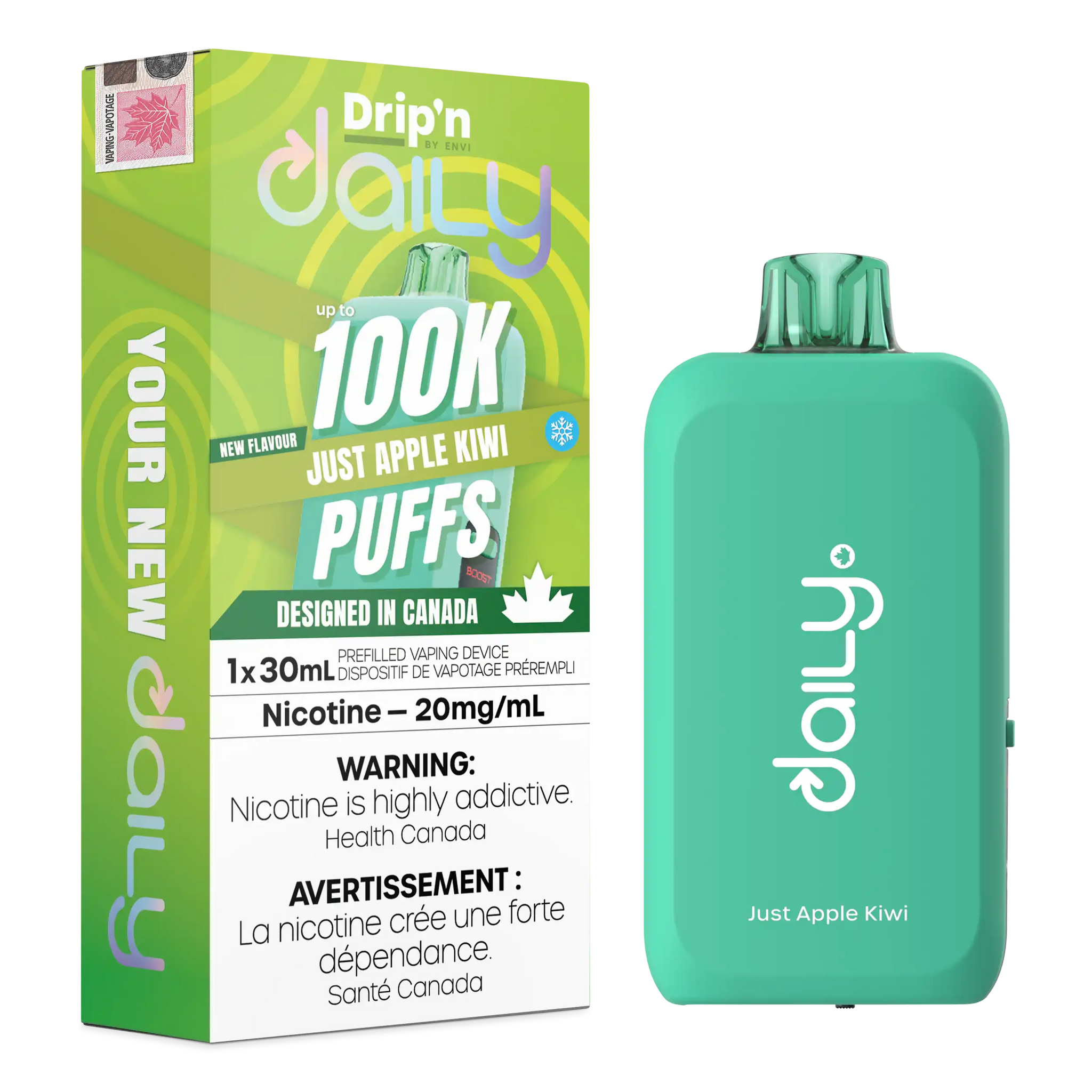Just Apple Kiwi Drip'N Daily 30mL - Disposable Vape 100K