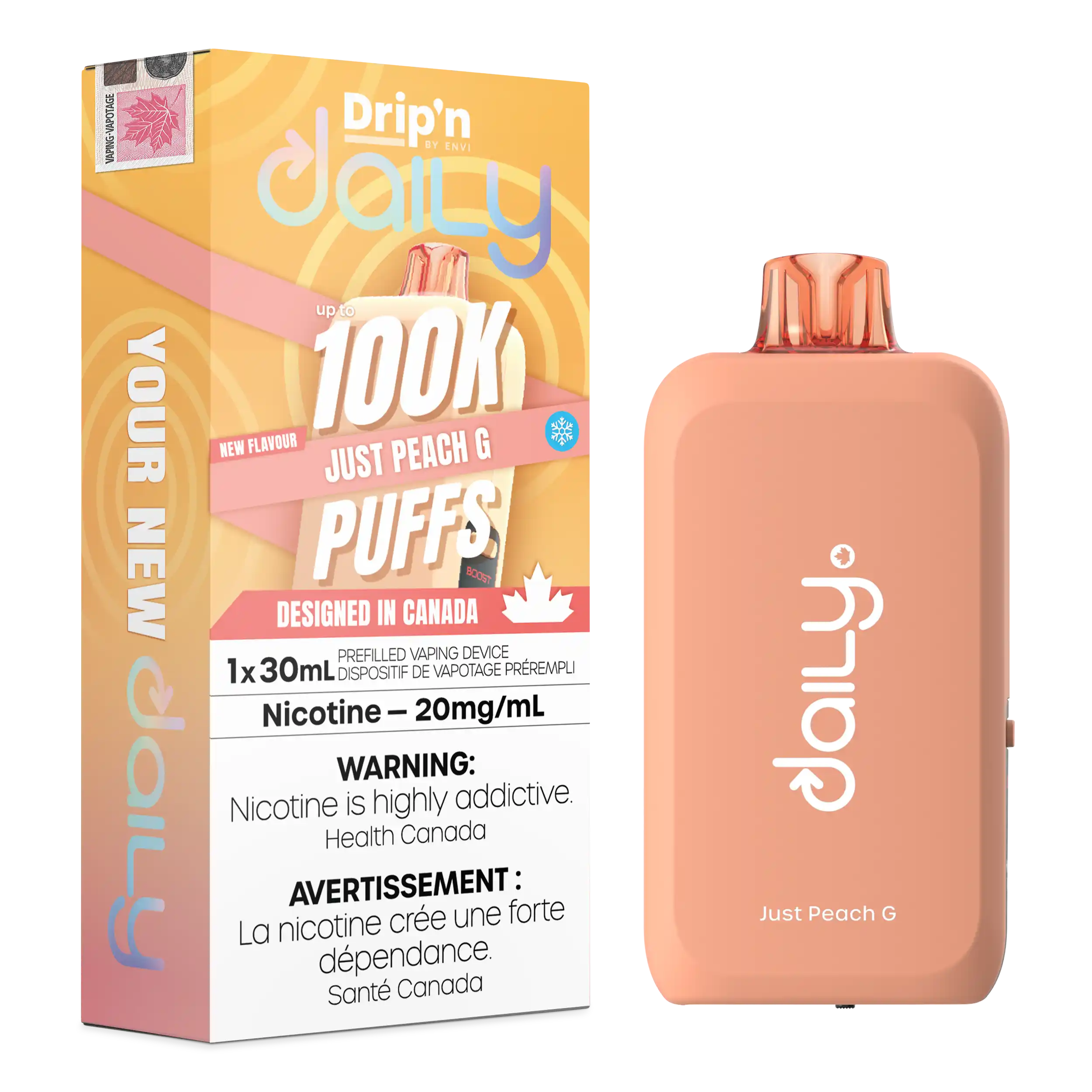 Just Peach G Drip'N Daily 30mL - Disposable Vape 100K