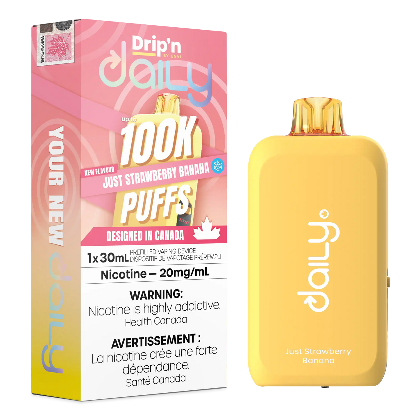 Just Strawberry Banana Drip'N Daily 30mL - Disposable Vape 100K