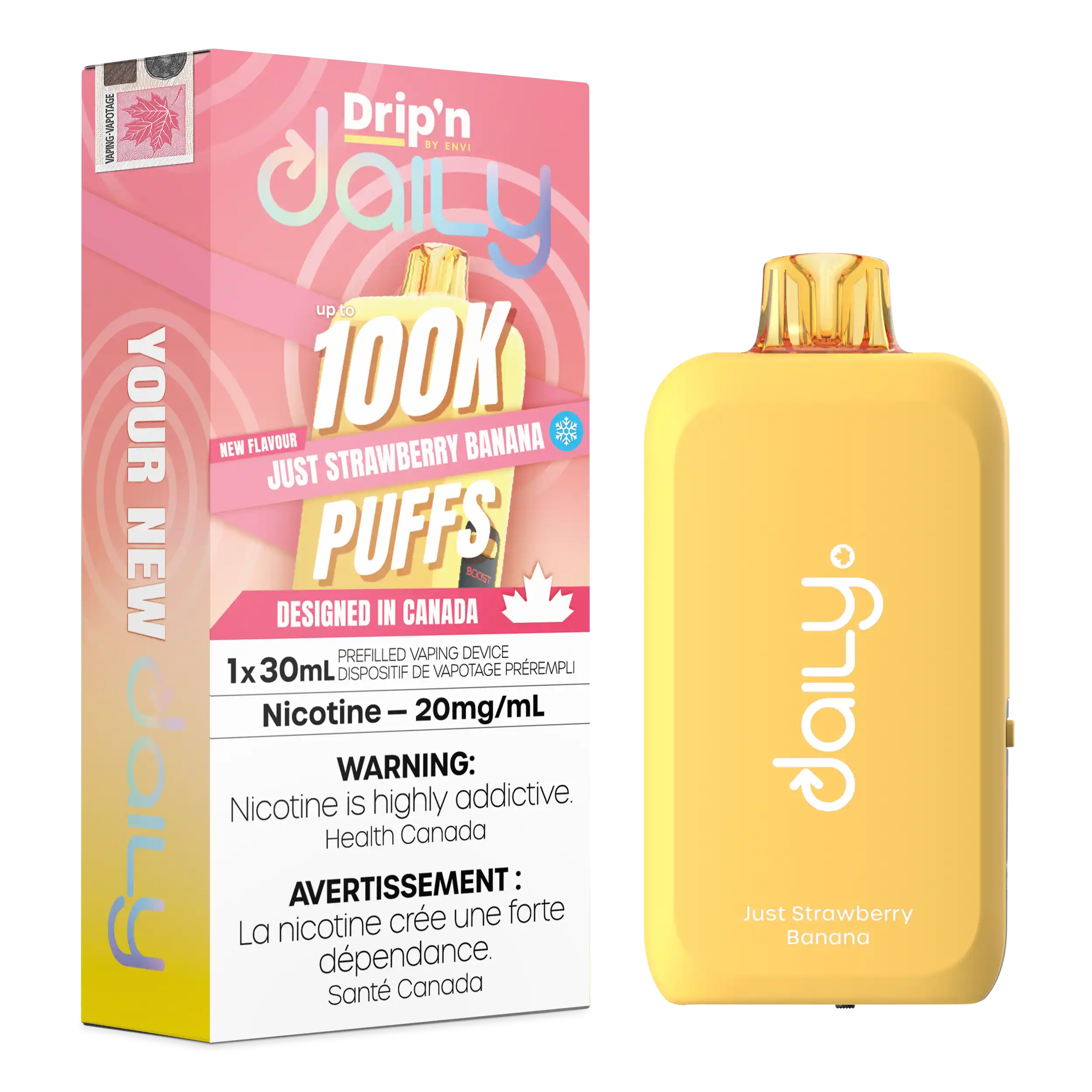Just Strawberry Banana Drip'N Daily 30mL - Disposable Vape 100K