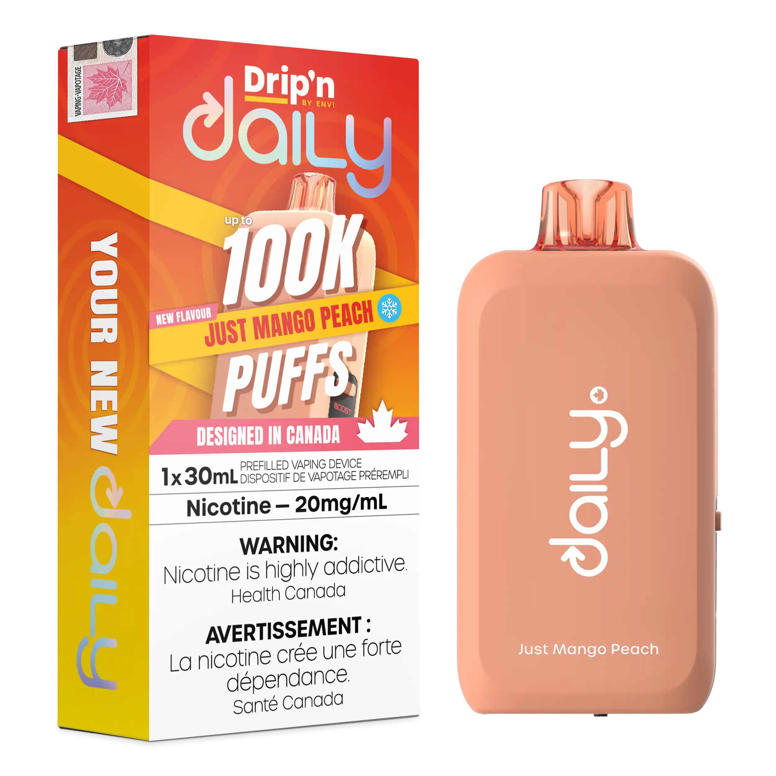 Just Mango Peach Drip'N Daily 30mL - Disposable Vape 100K