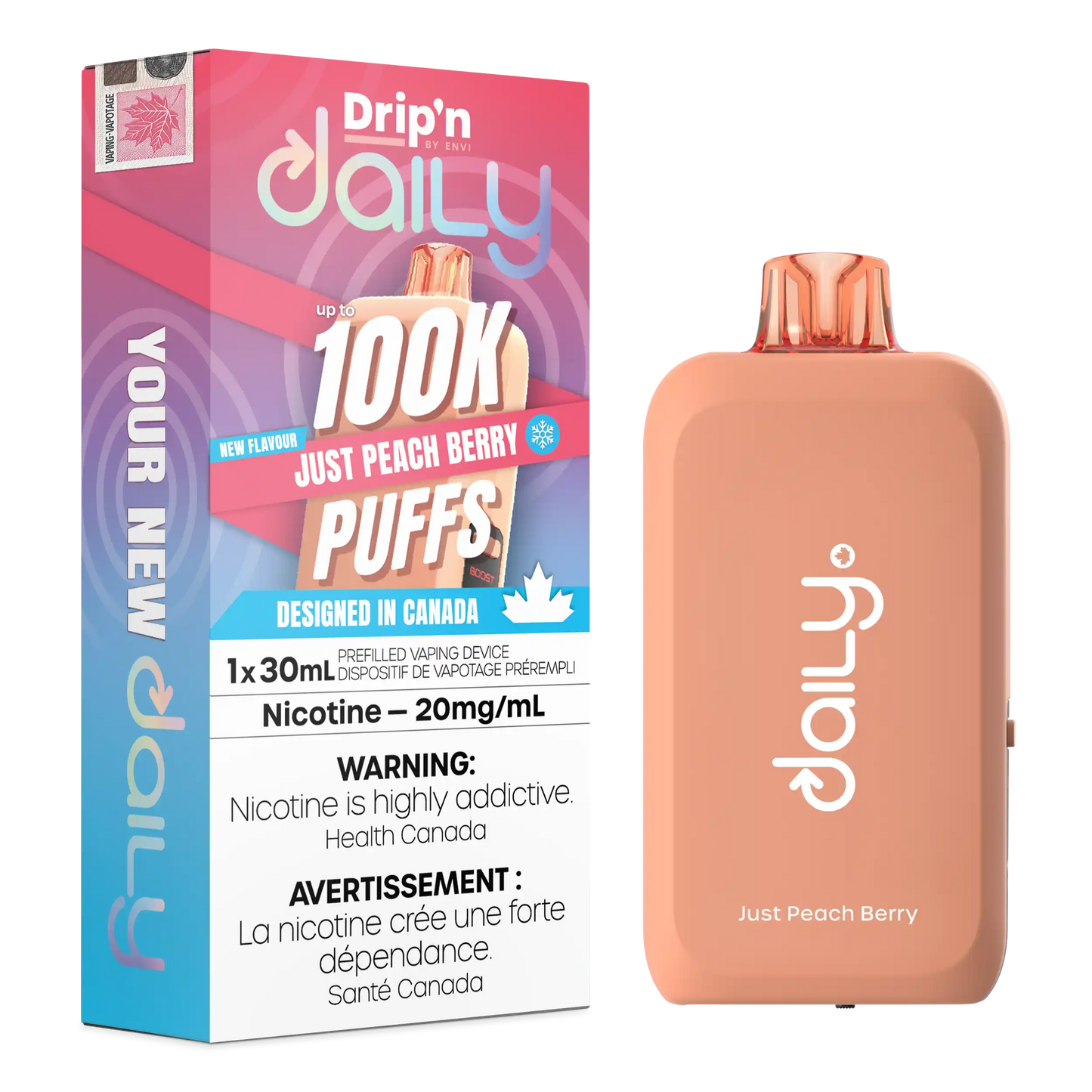 Just Peach Berry Drip'N Daily 30mL - Disposable Vape 100K