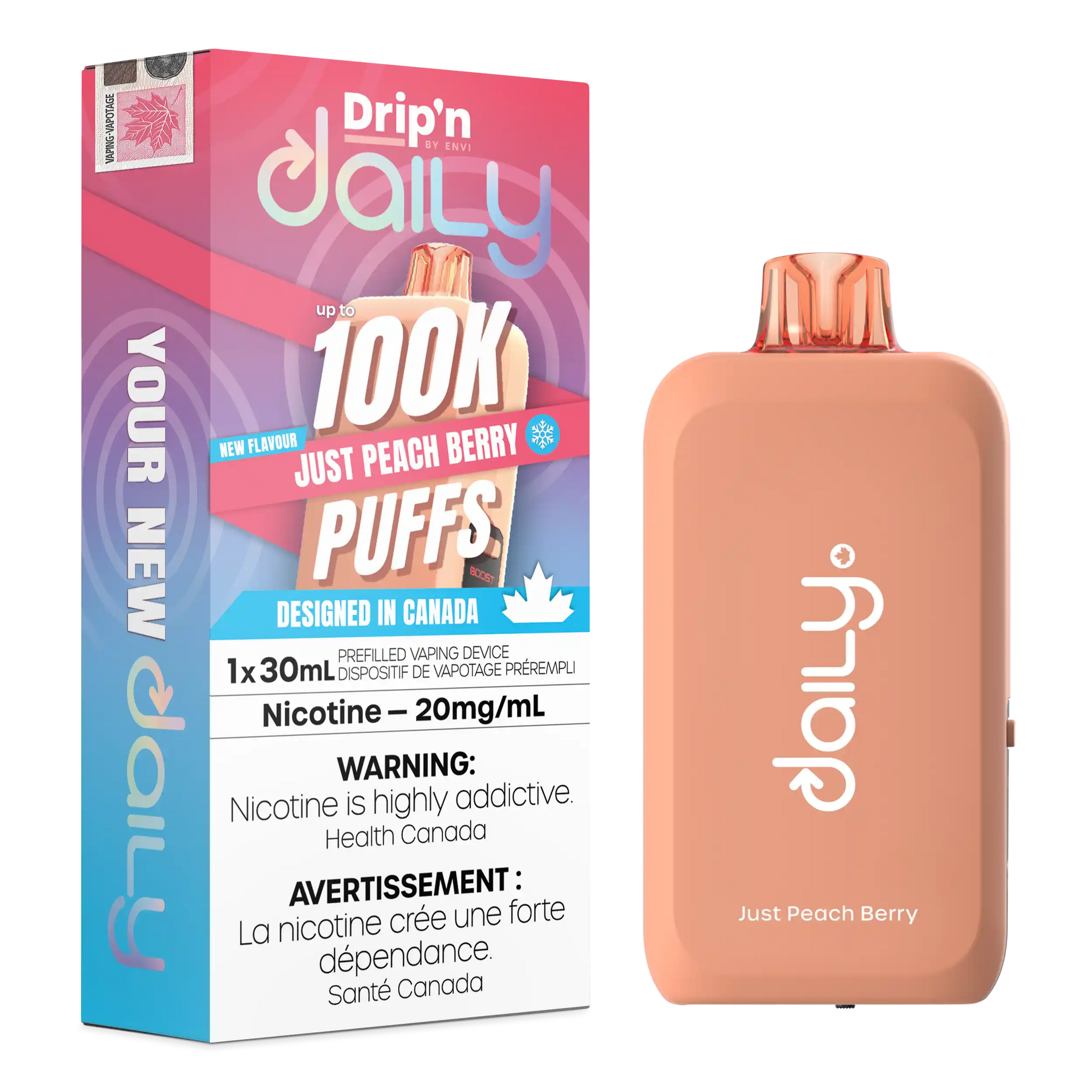 Just Peach Berry Drip'N Daily 30mL - Disposable Vape 100K