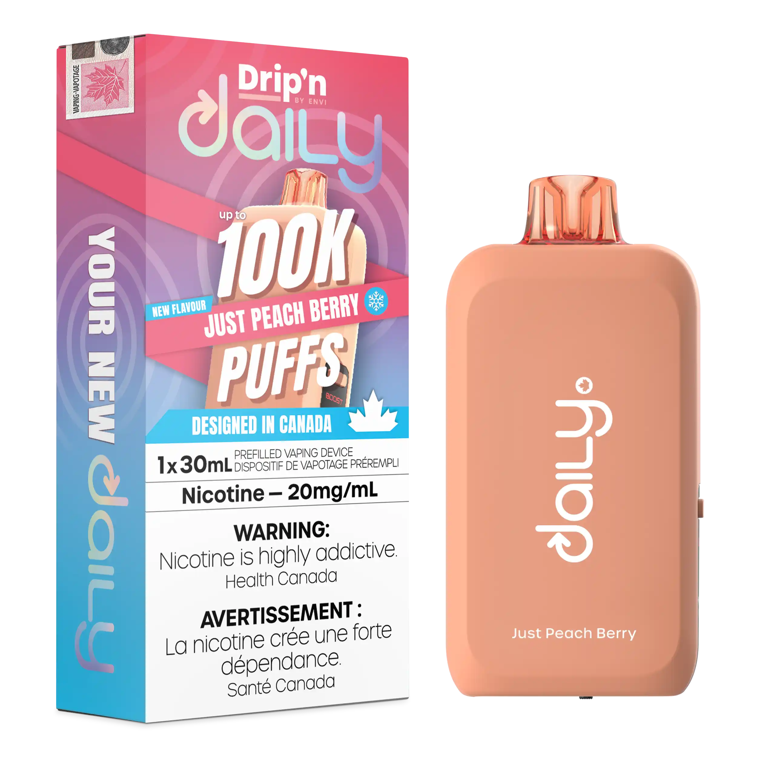 Just Peach Berry Drip'N Daily 30mL - Disposable Vape 100K