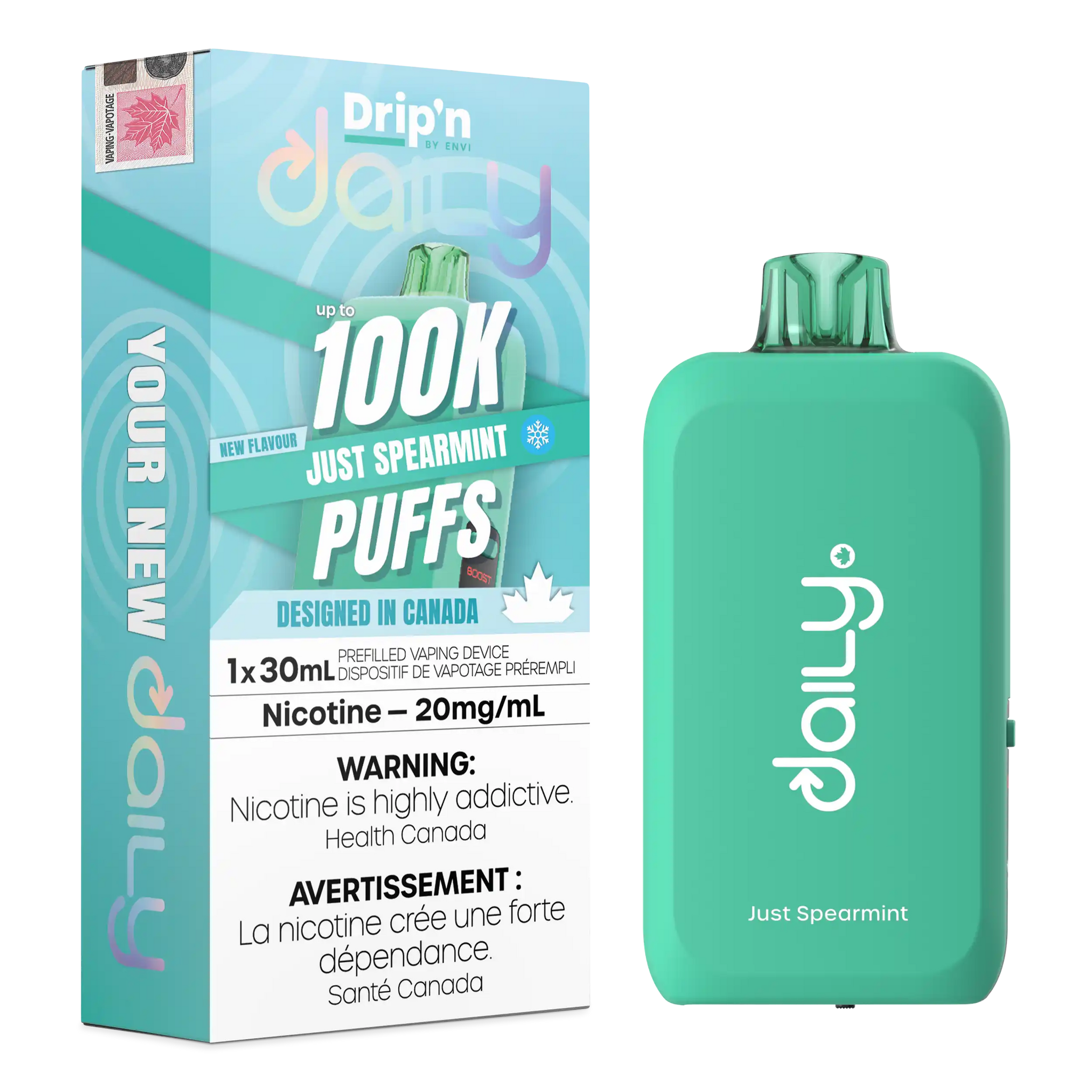 Just Spearmint Drip'N Daily 30mL - Disposable Vape 100K