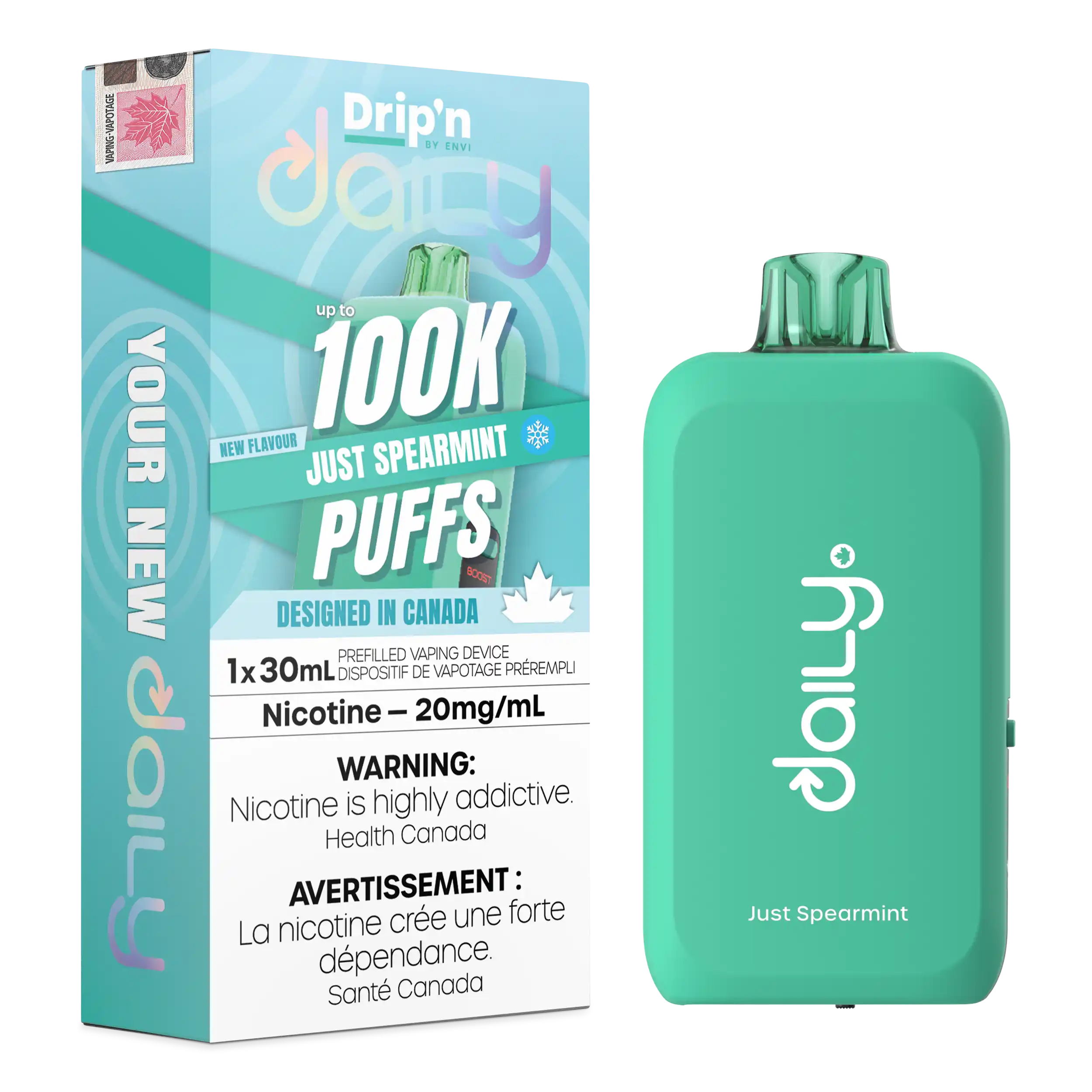 Just Spearmint Drip'N Daily 30mL - Disposable Vape 100K