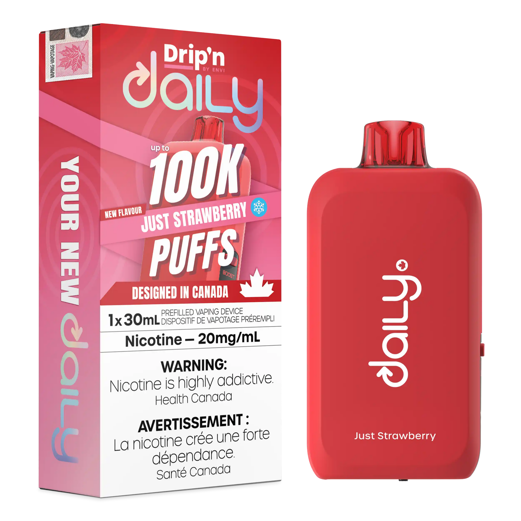 Just Strawberry Drip'N Daily 30mL - Disposable Vape 100K