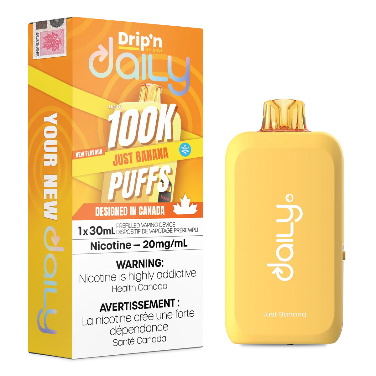 Just Banana Drip'N Daily 30mL - Disposable Vape 100K