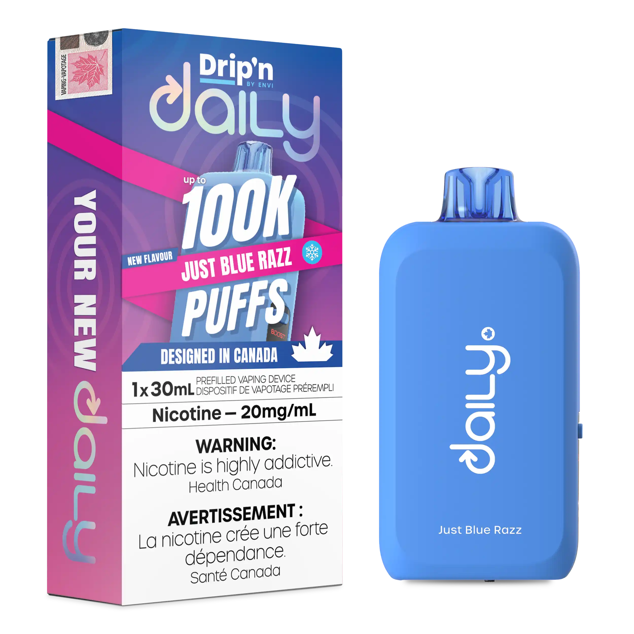 Just Blue Razz Drip'N Daily 30mL - Disposable Vape 100K