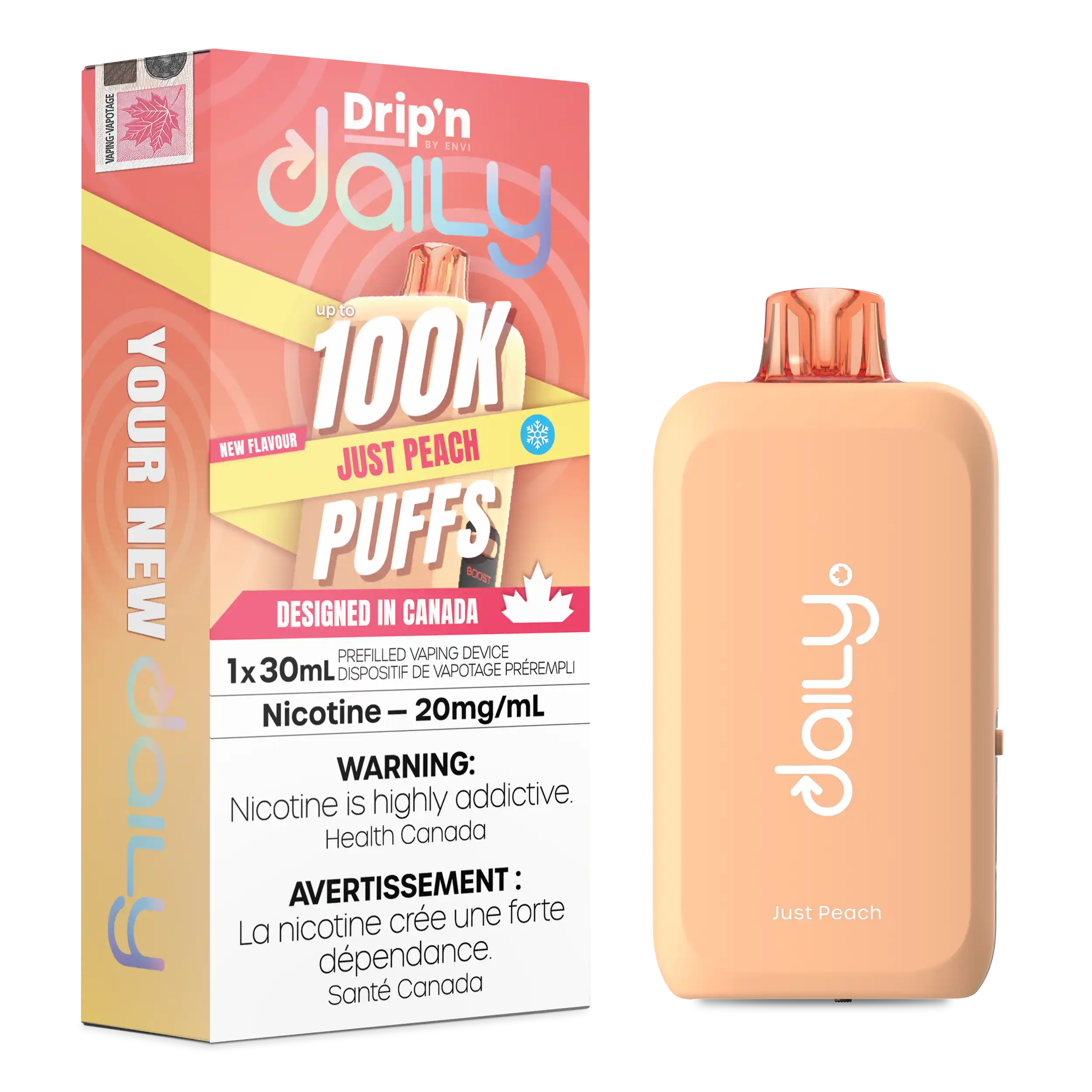 Just Peach Drip'N Daily 30mL - Disposable Vape 100K