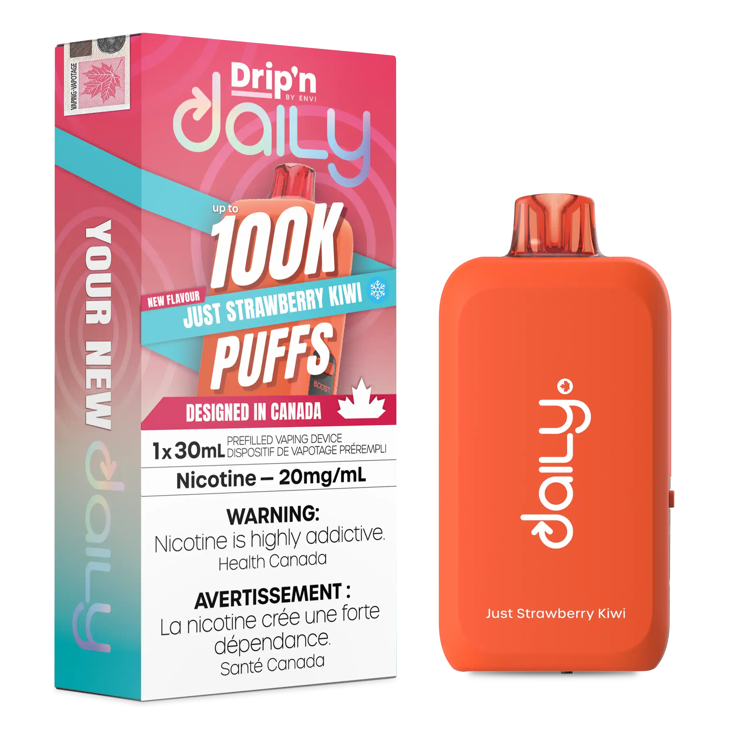 Just Strawberry Kiwi Drip'N Daily 30mL - Disposable Vape 100K
