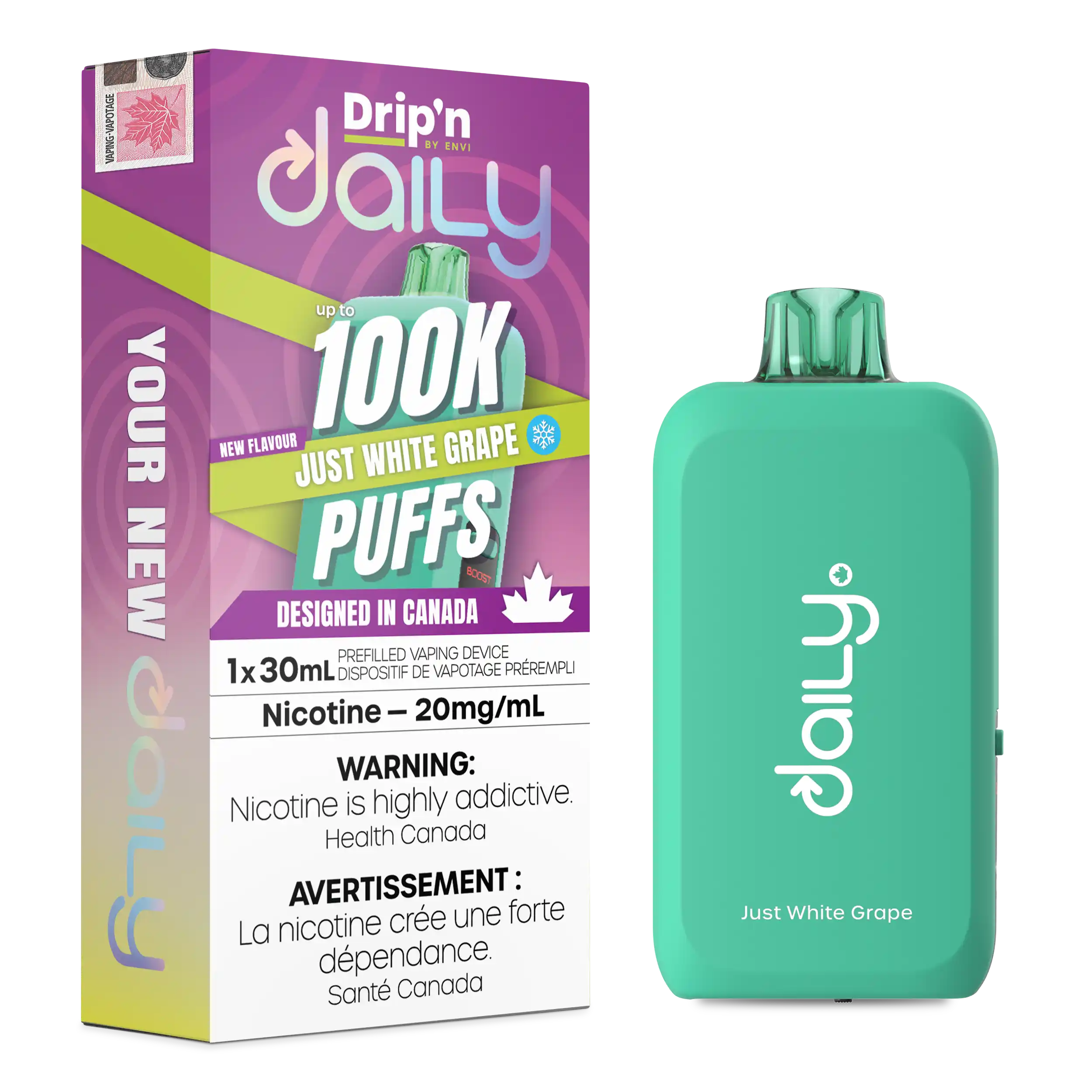 Just White Grape Drip'N Daily 30mL - Disposable Vape 100K