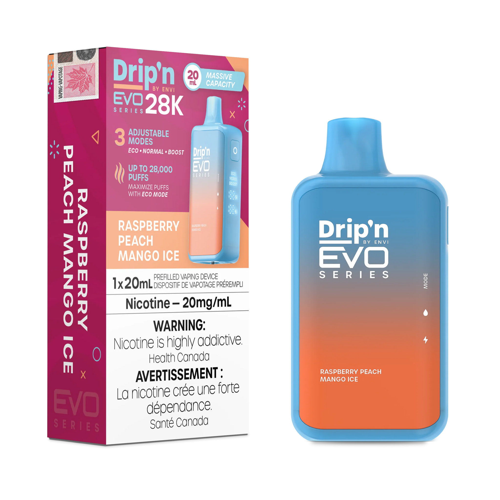 Raspberry Peach Mango Ice Drip'N Evo - Disposable 28K