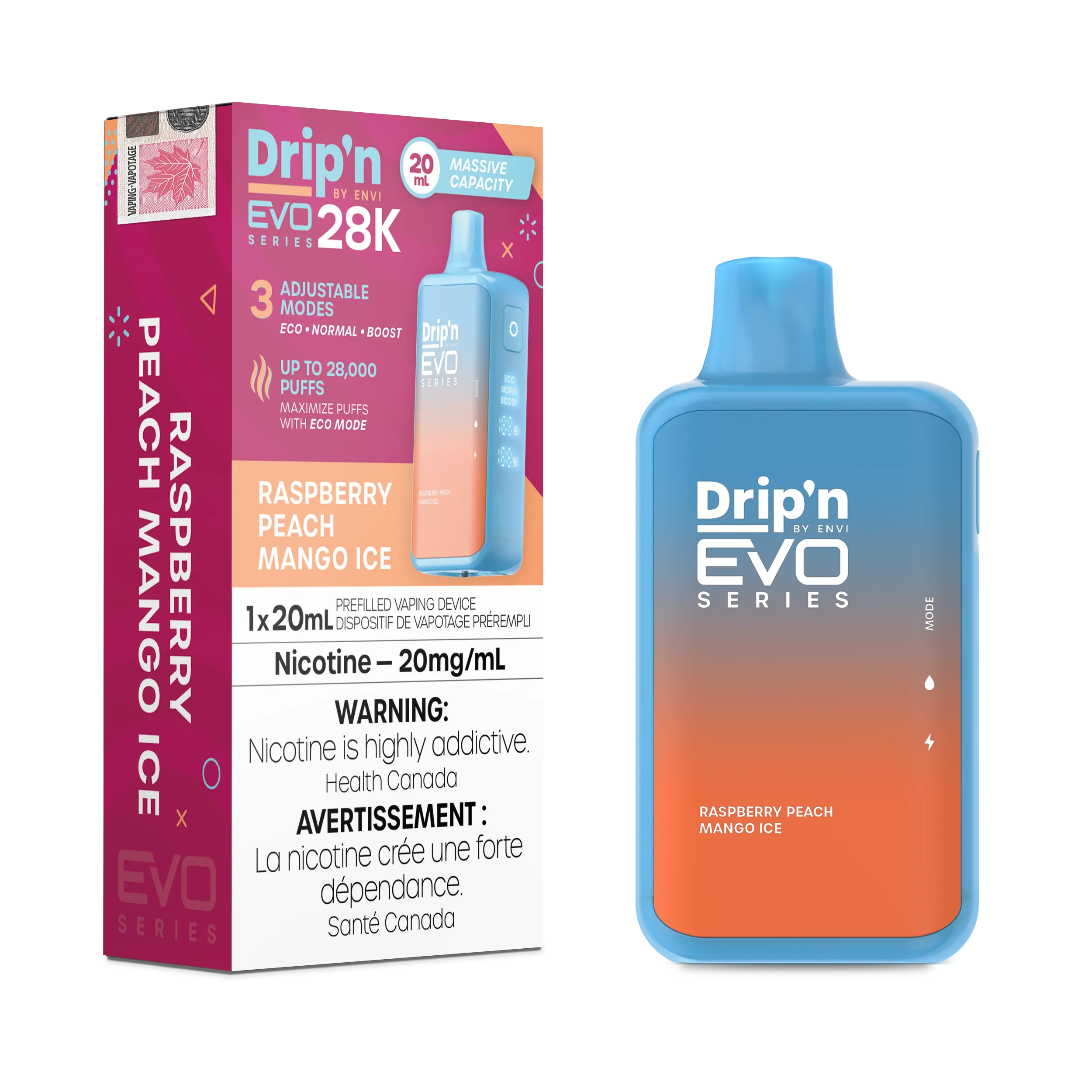 Raspberry Peach Mango Ice Drip'N Evo - Disposable 28K