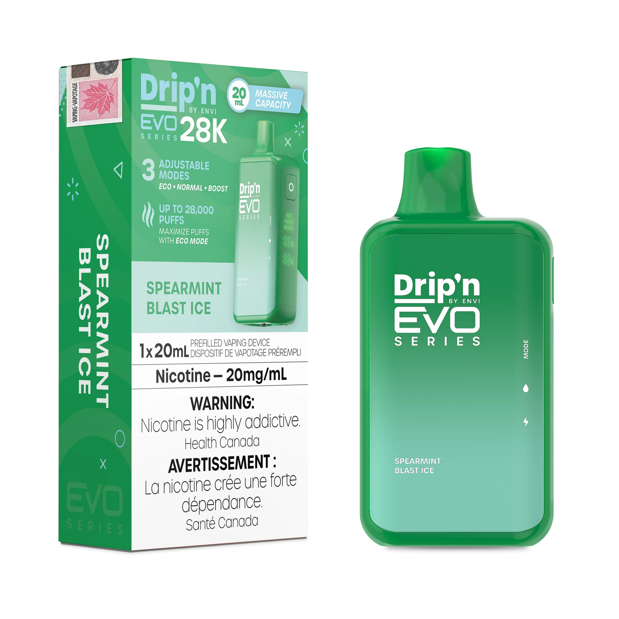 Spearmint Blast lce Drip'N Evo - Disposable 28K