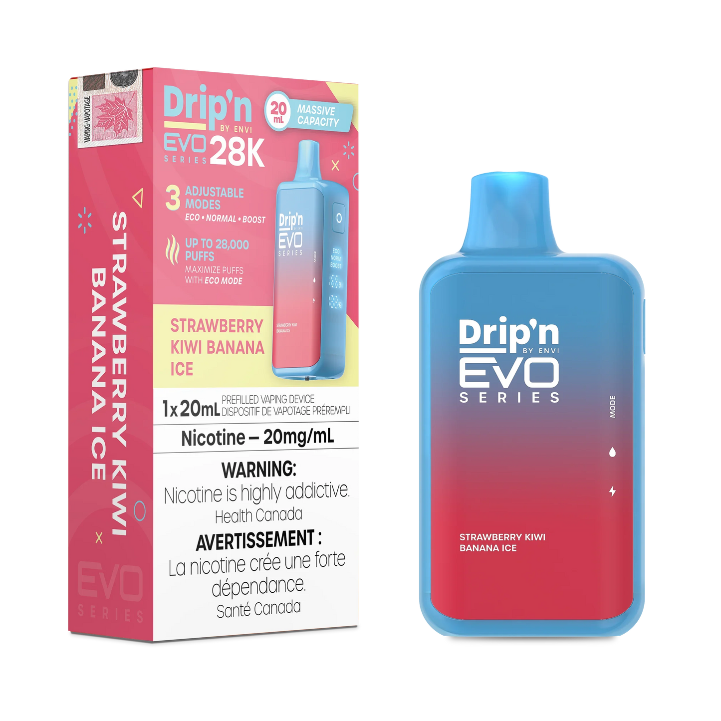 Strawberry Kiwi Banana lce Drip'N Evo - Disposable 28K
