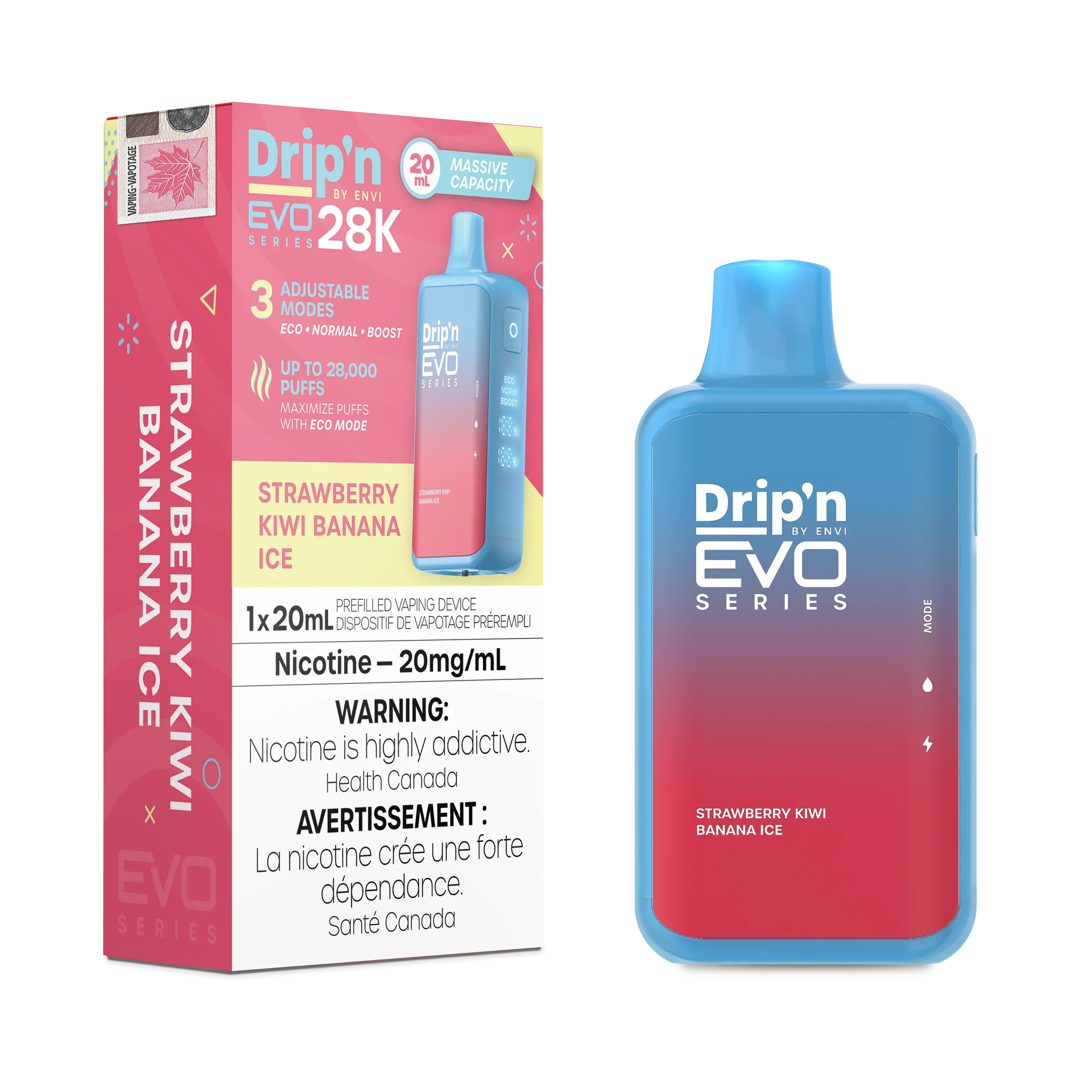 Strawberry Kiwi Banana lce Drip'N Evo - Disposable 28K