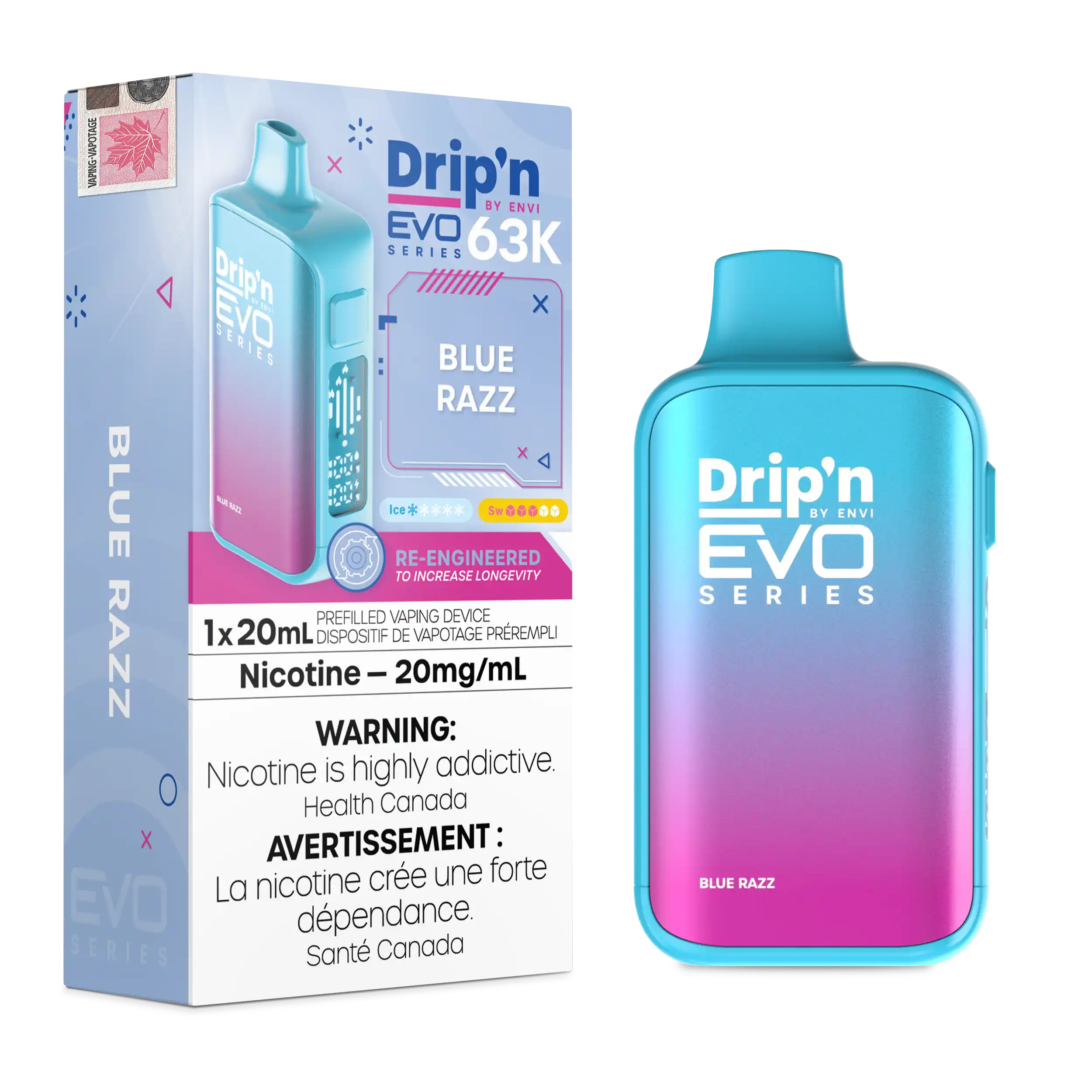 Blue Razz Drip'n by Envi EVO 63K - Disposable Vape