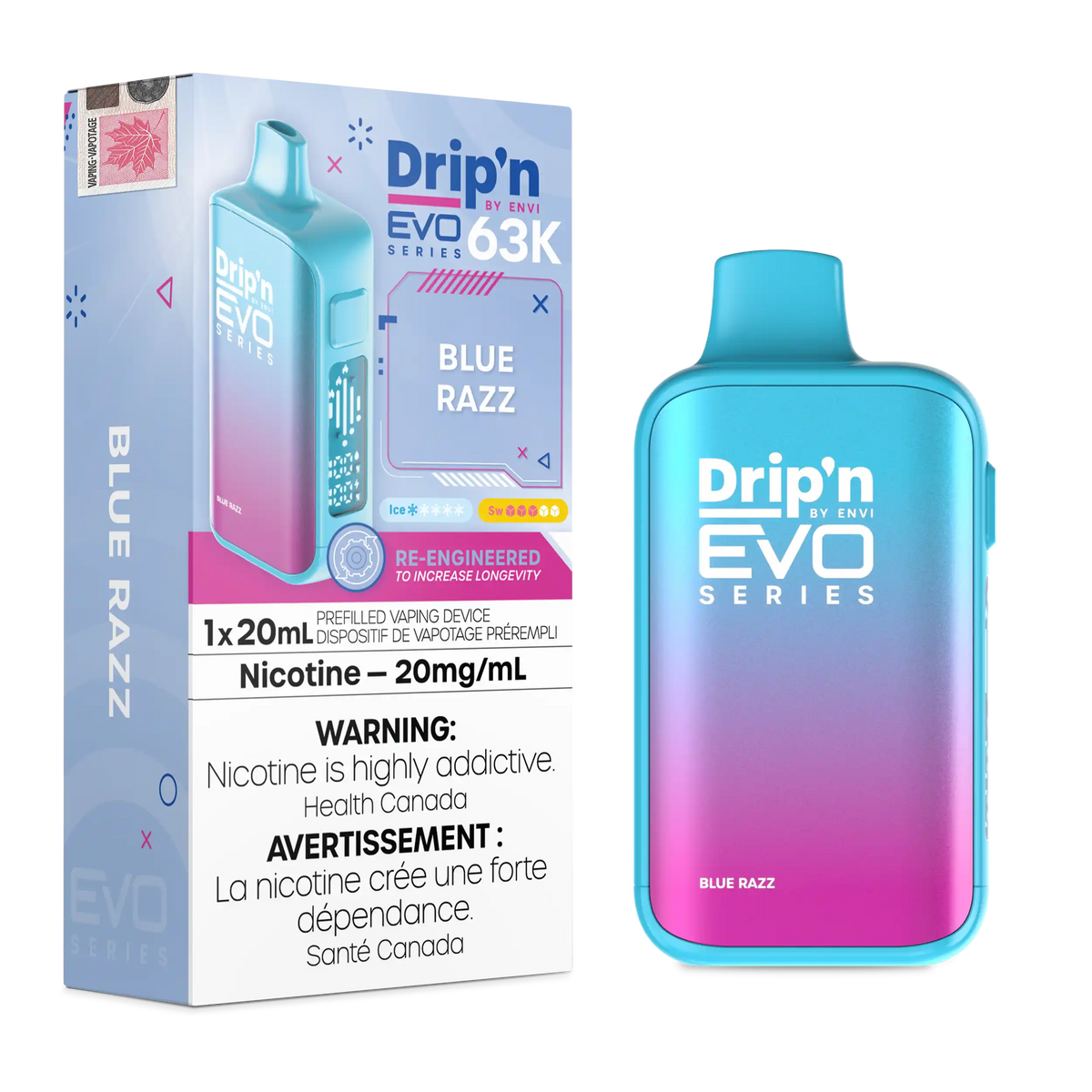Blue Razz Drip'n by Envi EVO 63K - Disposable Vape by DRIP'N — view 2