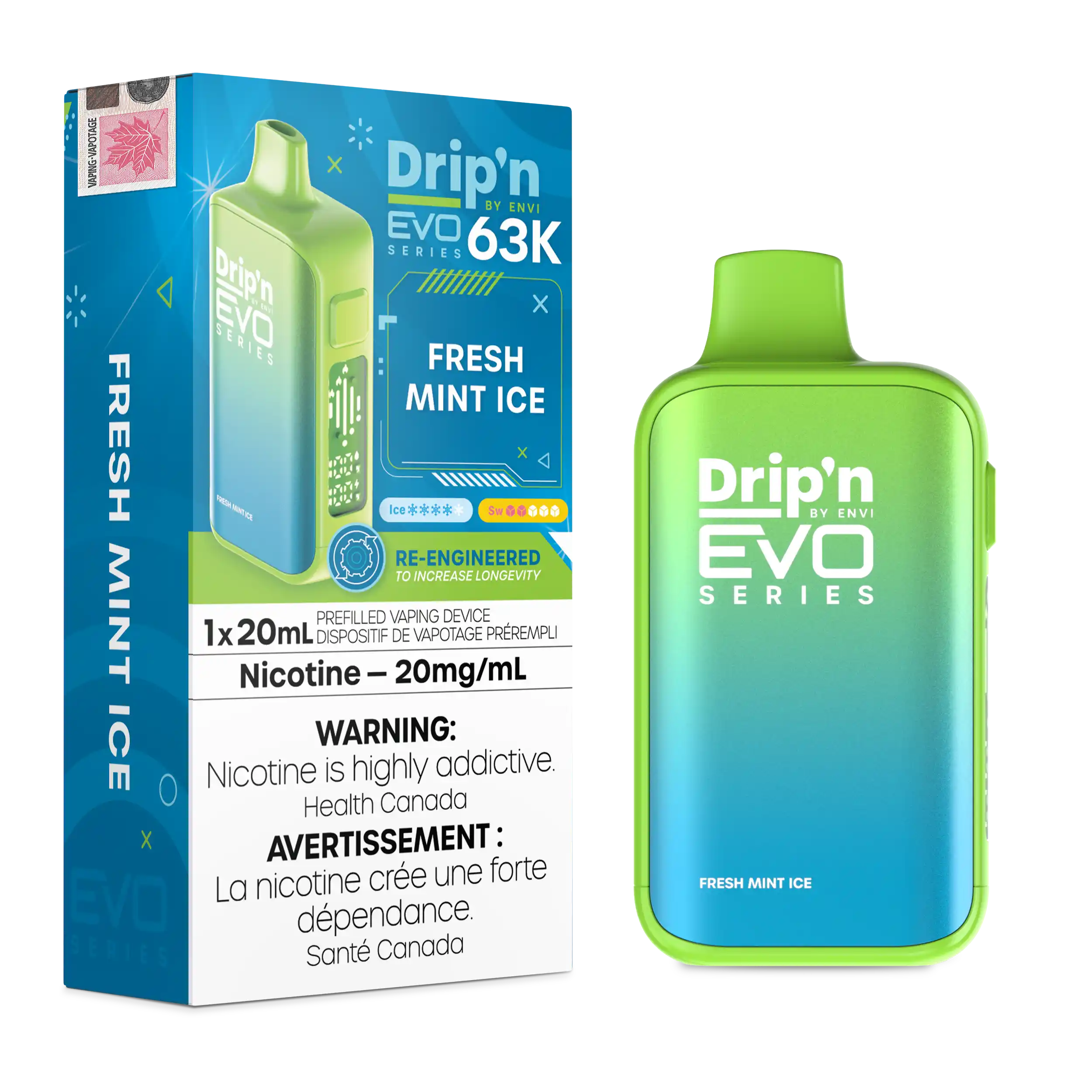 Fresh Mint Ice Drip'n by Envi EVO 63K - Disposable Vape by DRIP'N — view 2