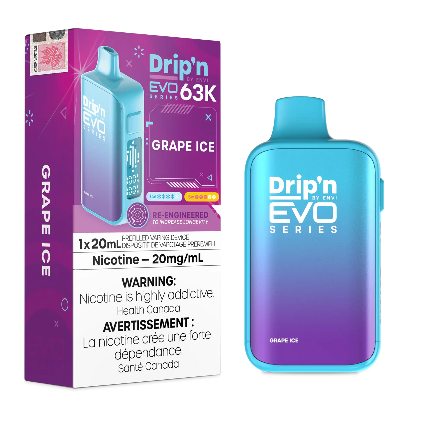 Grape Ice Drip'n by Envi EVO 63K - Disposable Vape