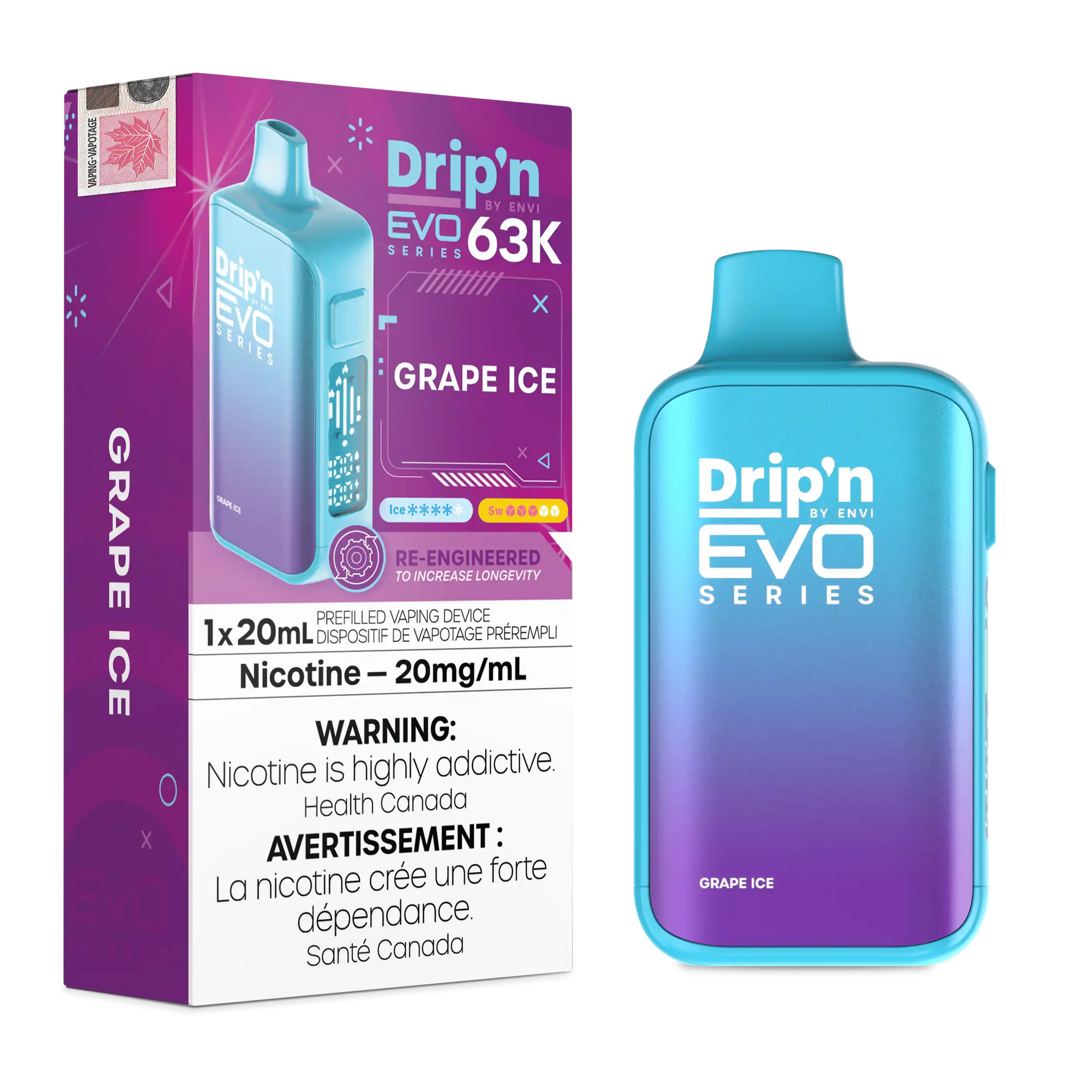Grape Ice Drip'n by Envi EVO 63K - Disposable Vape