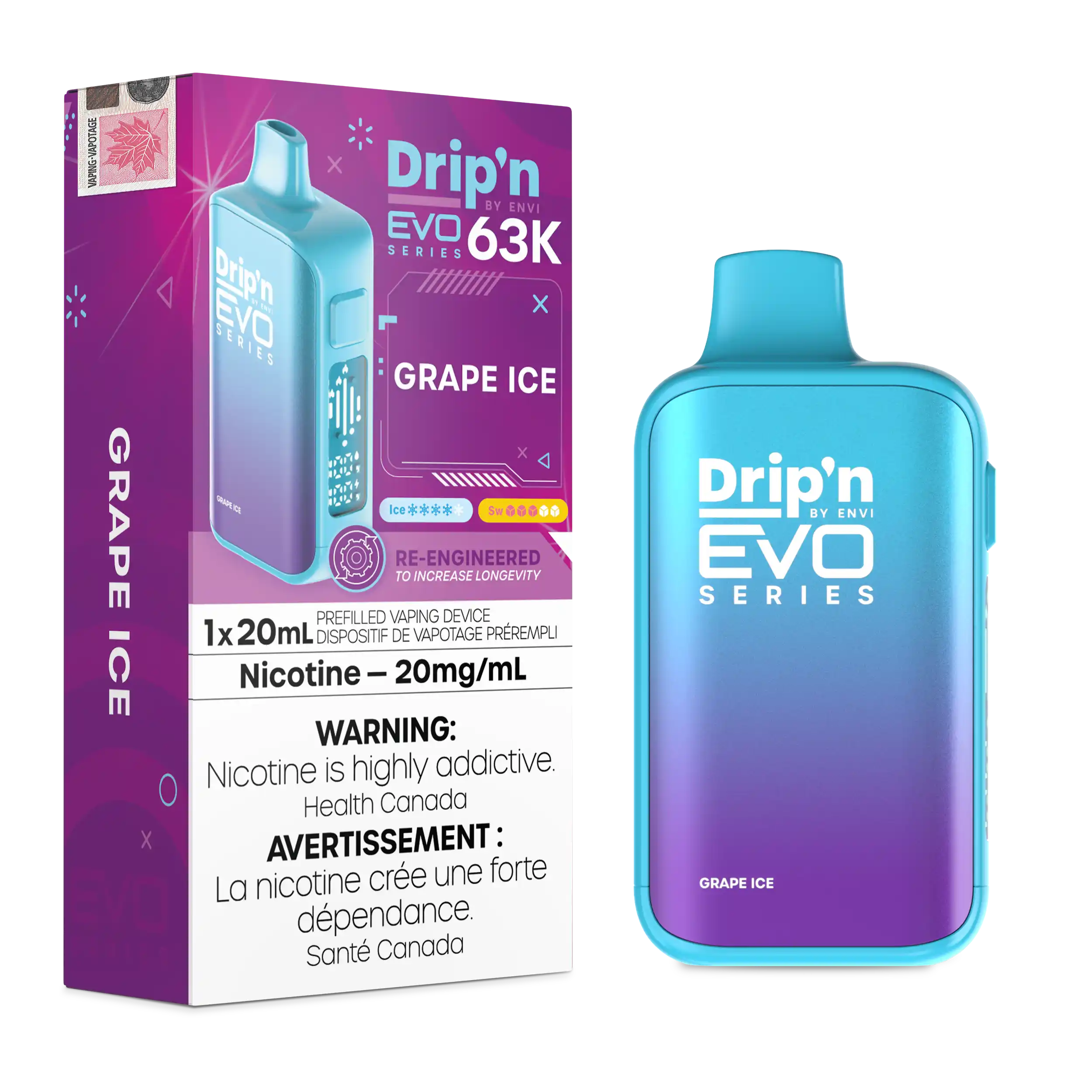 Grape Ice Drip'n by Envi EVO 63K - Disposable Vape by DRIP'N — view 2