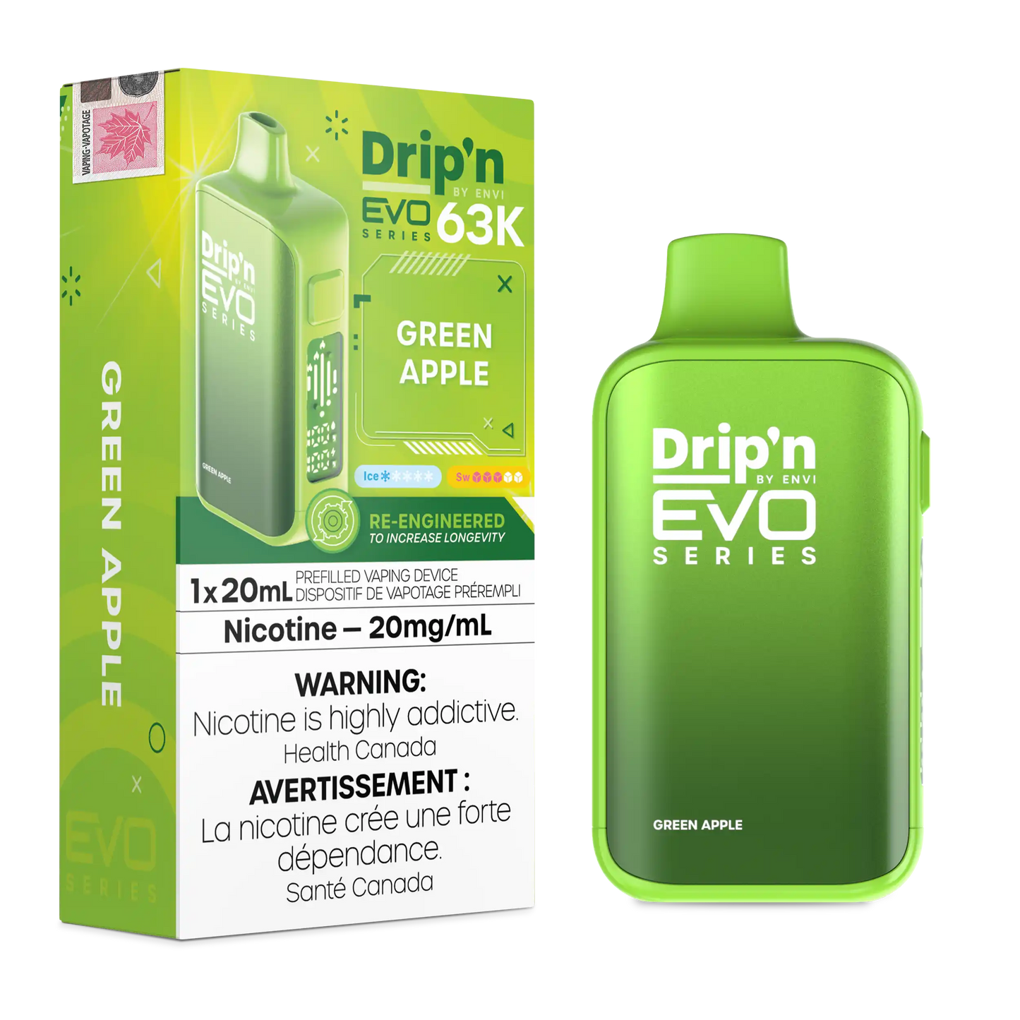 Green Apple Drip'n by Envi EVO 63K - Disposable Vape