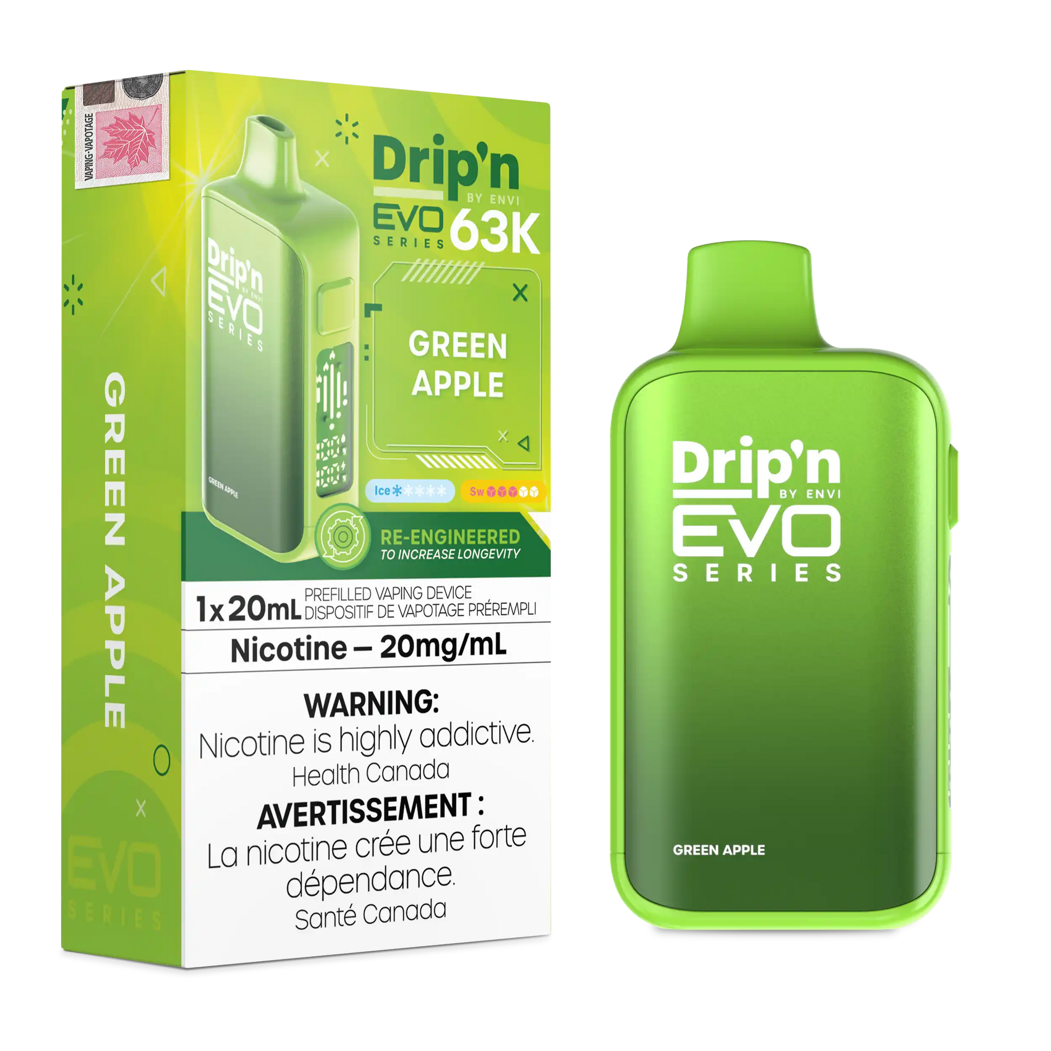 Green Apple Drip'n by Envi EVO 63K - Disposable Vape