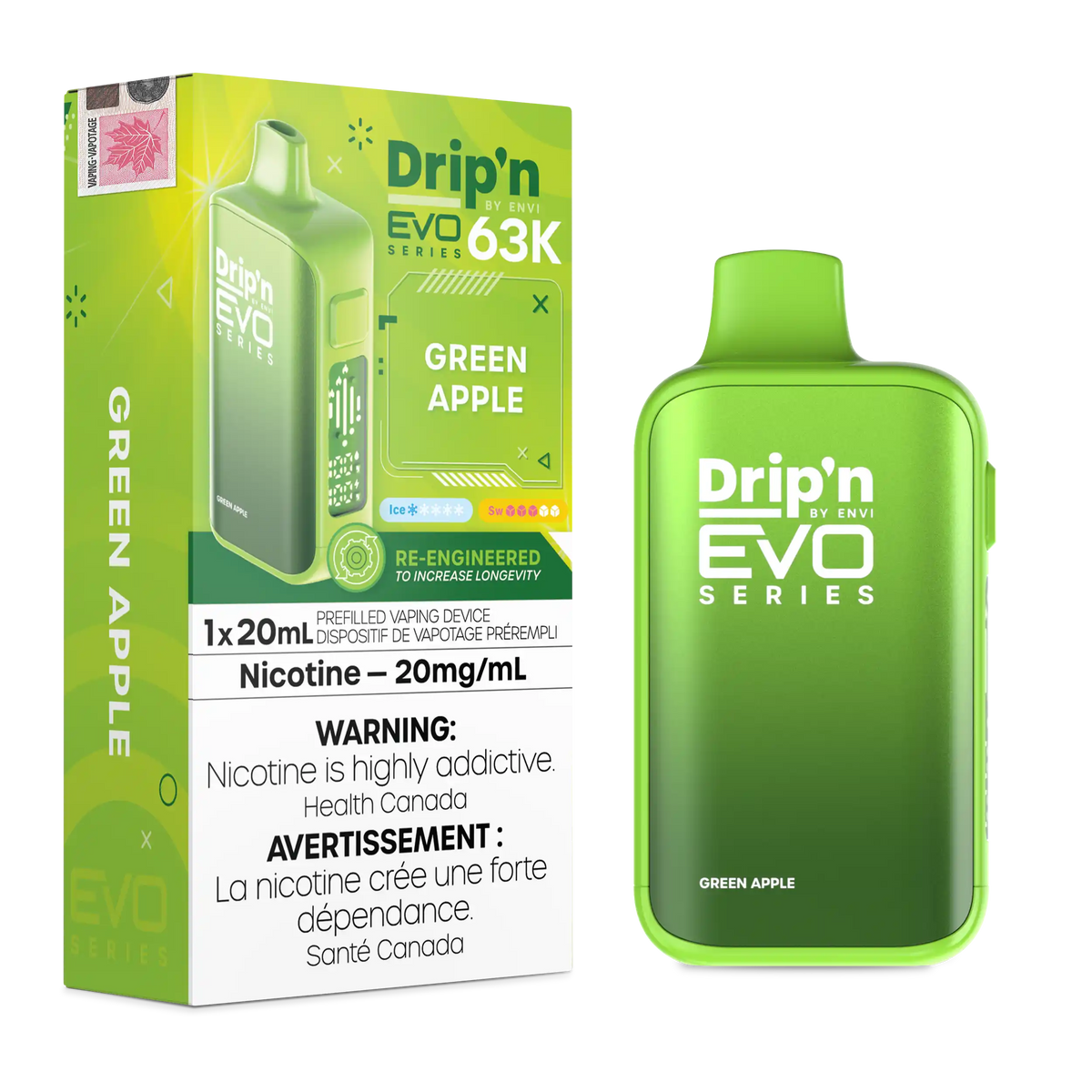 Green Apple Drip'n by Envi EVO 63K - Disposable Vape by DRIP'N — view 2