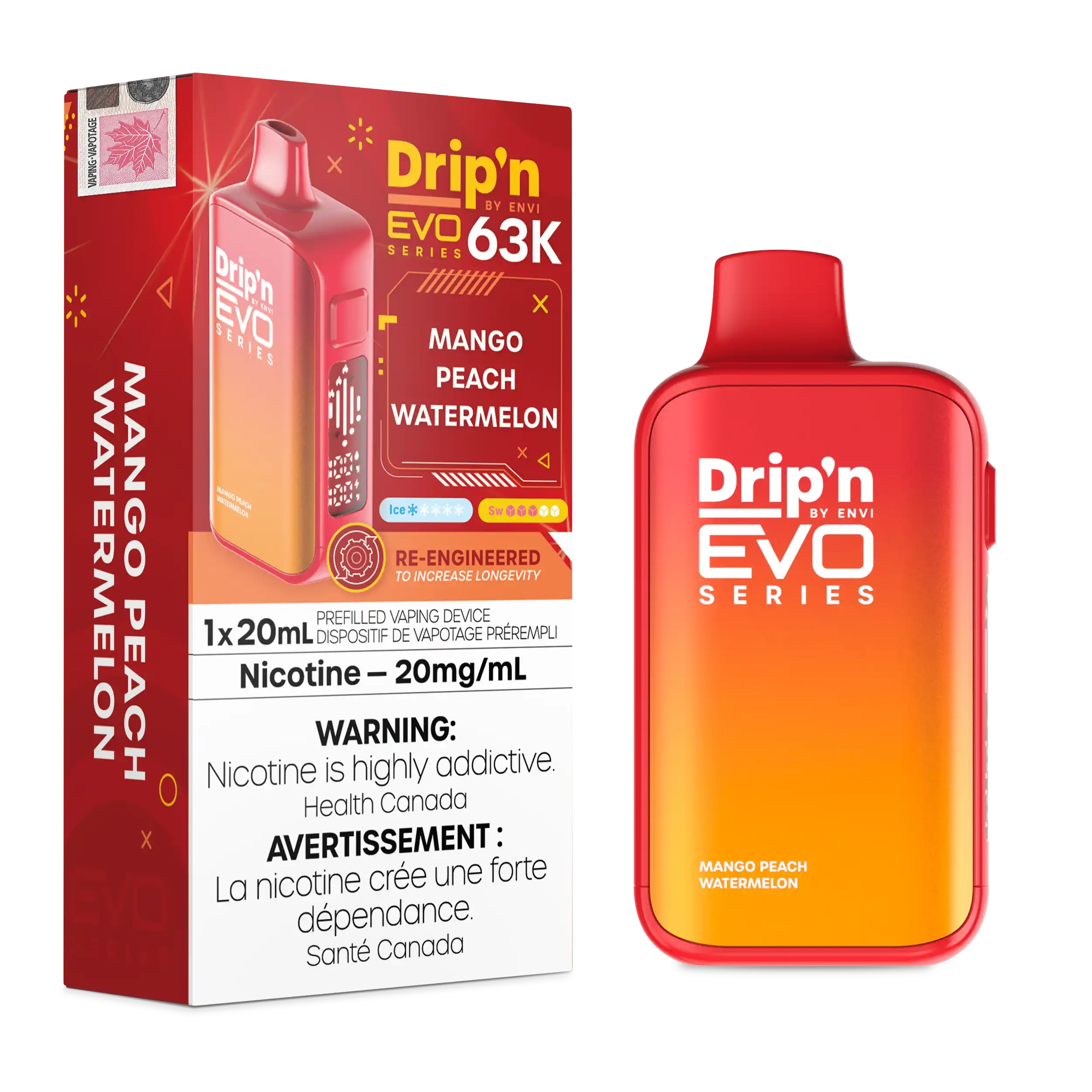 Mango Peach Watermelon Drip'n by Envi EVO 63K - Disposable Vape