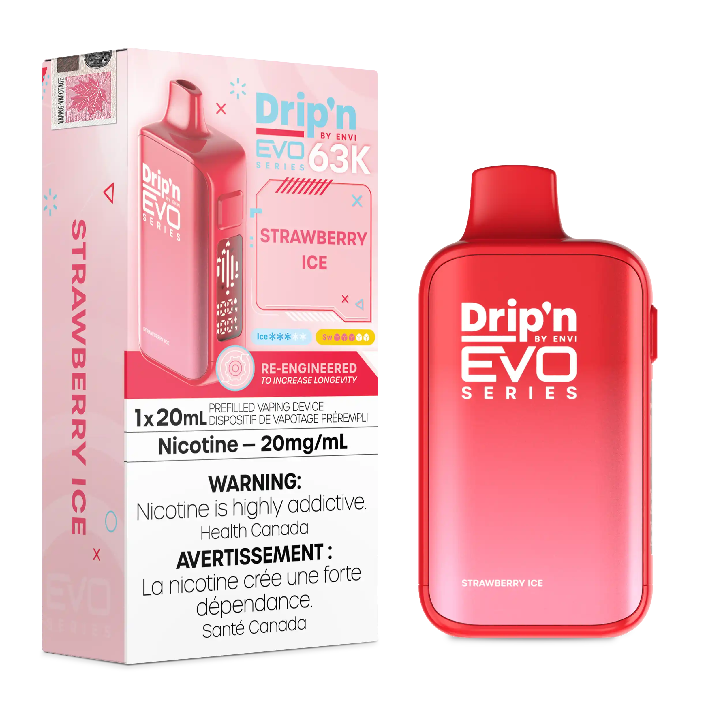 Strawberry Ice Drip'n by Envi EVO 63K - Disposable Vape by DRIP'N — view 2