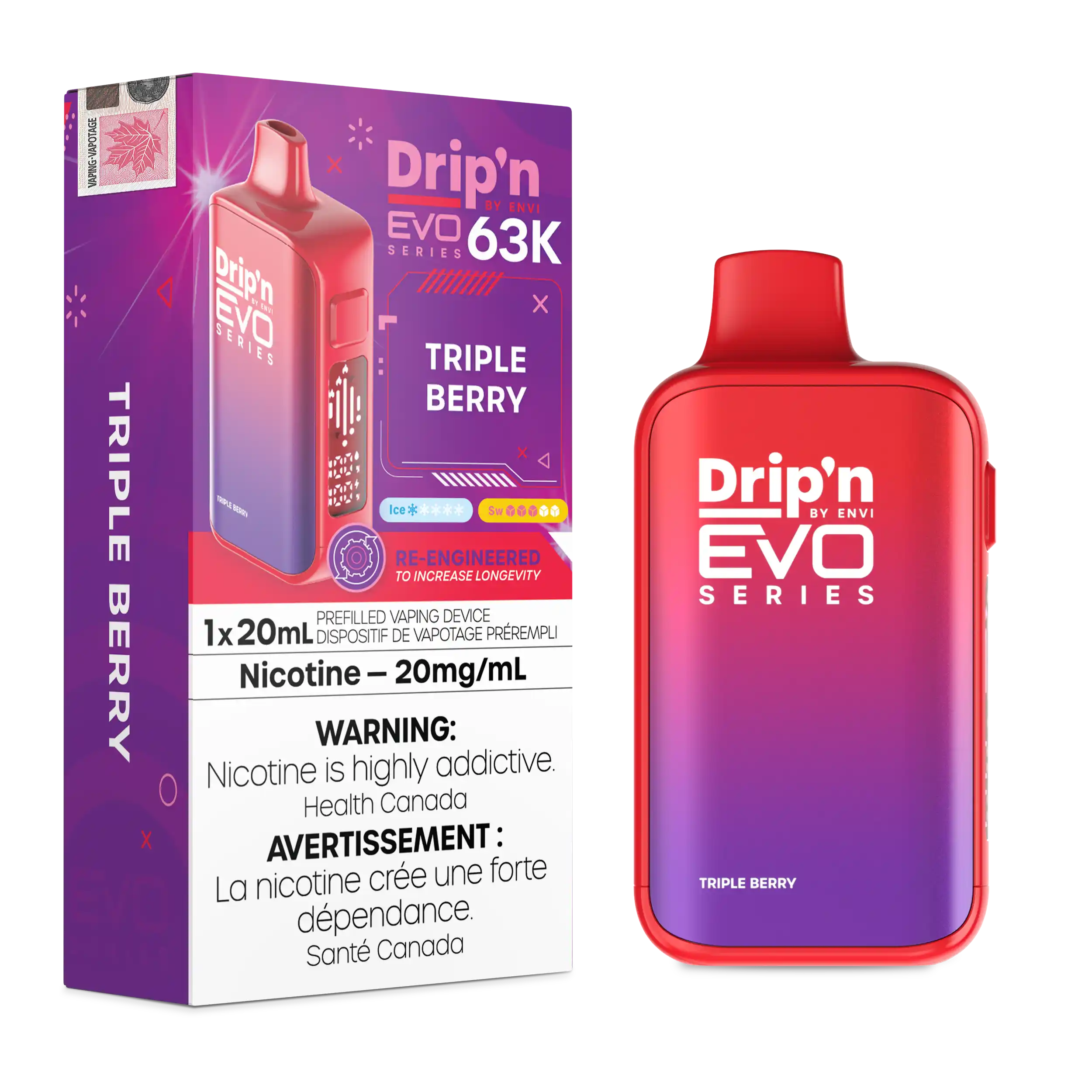 Triple Berry Drip'n by Envi EVO 63K - Disposable Vape by DRIP'N — view 2