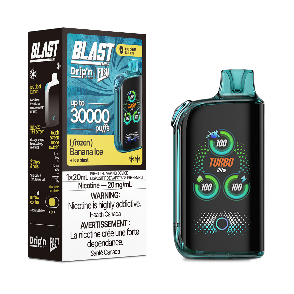 Drip'n Fasta Blast - Disposable E-Cig (PROVINCIAL) (30k Puffs) - Regular / Electric Fruit Blast Ice / 20mg