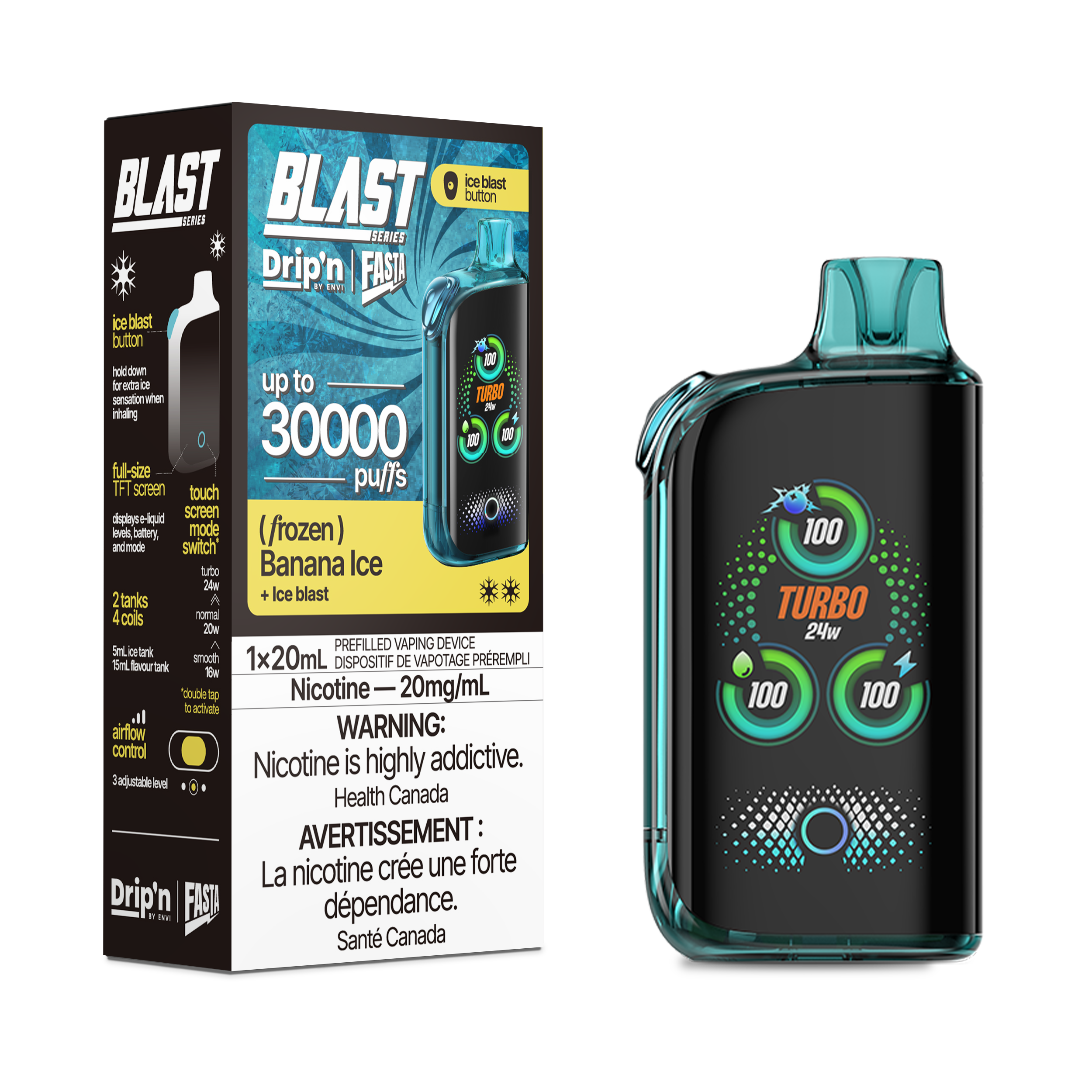 Drip'n Fasta Blast - Disposable E-Cig (PROVINCIAL) (30k Puffs) - Regular / Electric Fruit Blast Ice / 20mg