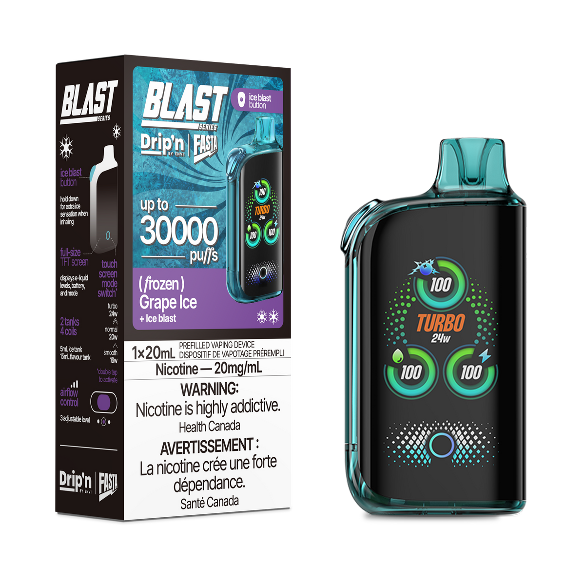 Drip'n Fasta Blast - Disposable E-Cig (PROVINCIAL) (30k Puffs) - Regular / Mint Ice / 20mg