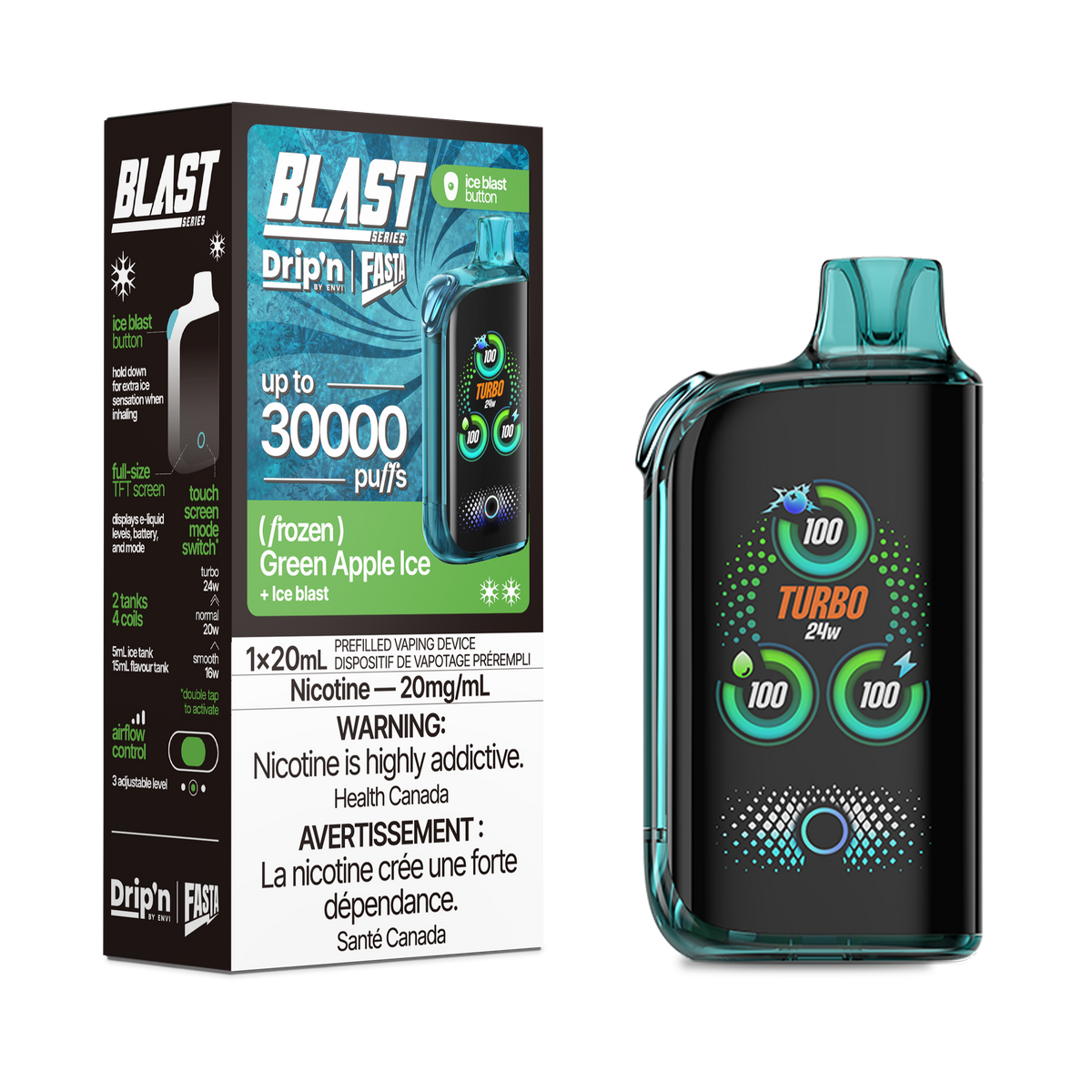 Drip'n Fasta Blast - Disposable E-Cig (PROVINCIAL) (30k Puffs) - Regular / Snazzy S Storm Ice / 20mg