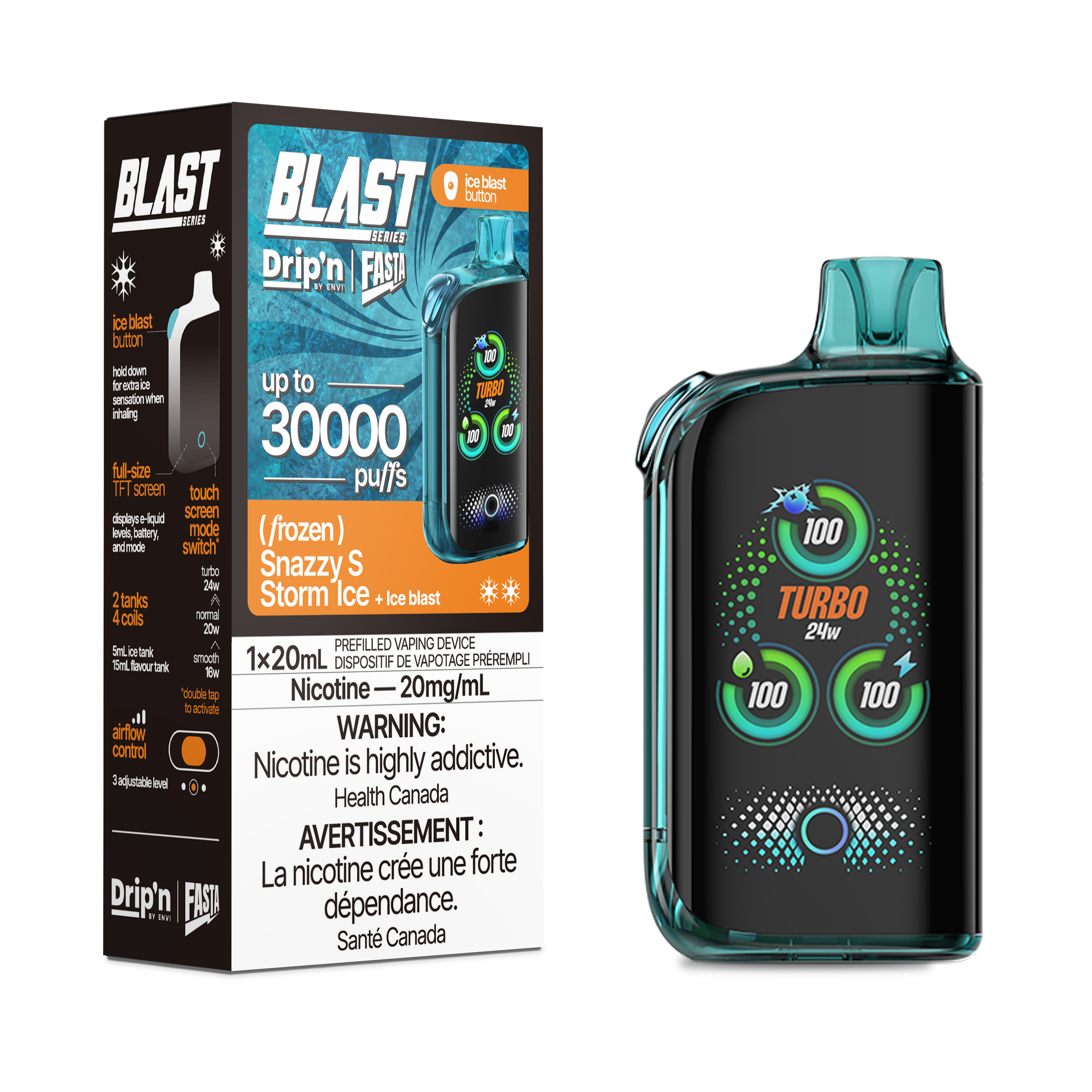 Drip'n Fasta Blast - Disposable E-Cig (PROVINCIAL) (30k Puffs) - Sour / Watermelon Ice / 20mg